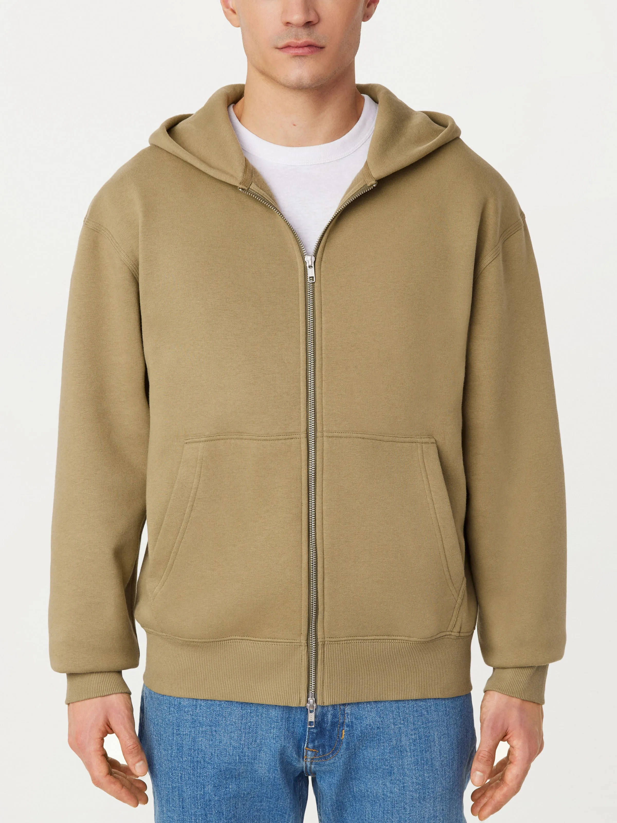 The Zip Up Fleece Hoodie in Khaki sold by Frank & Oak product image thumbnail 3
