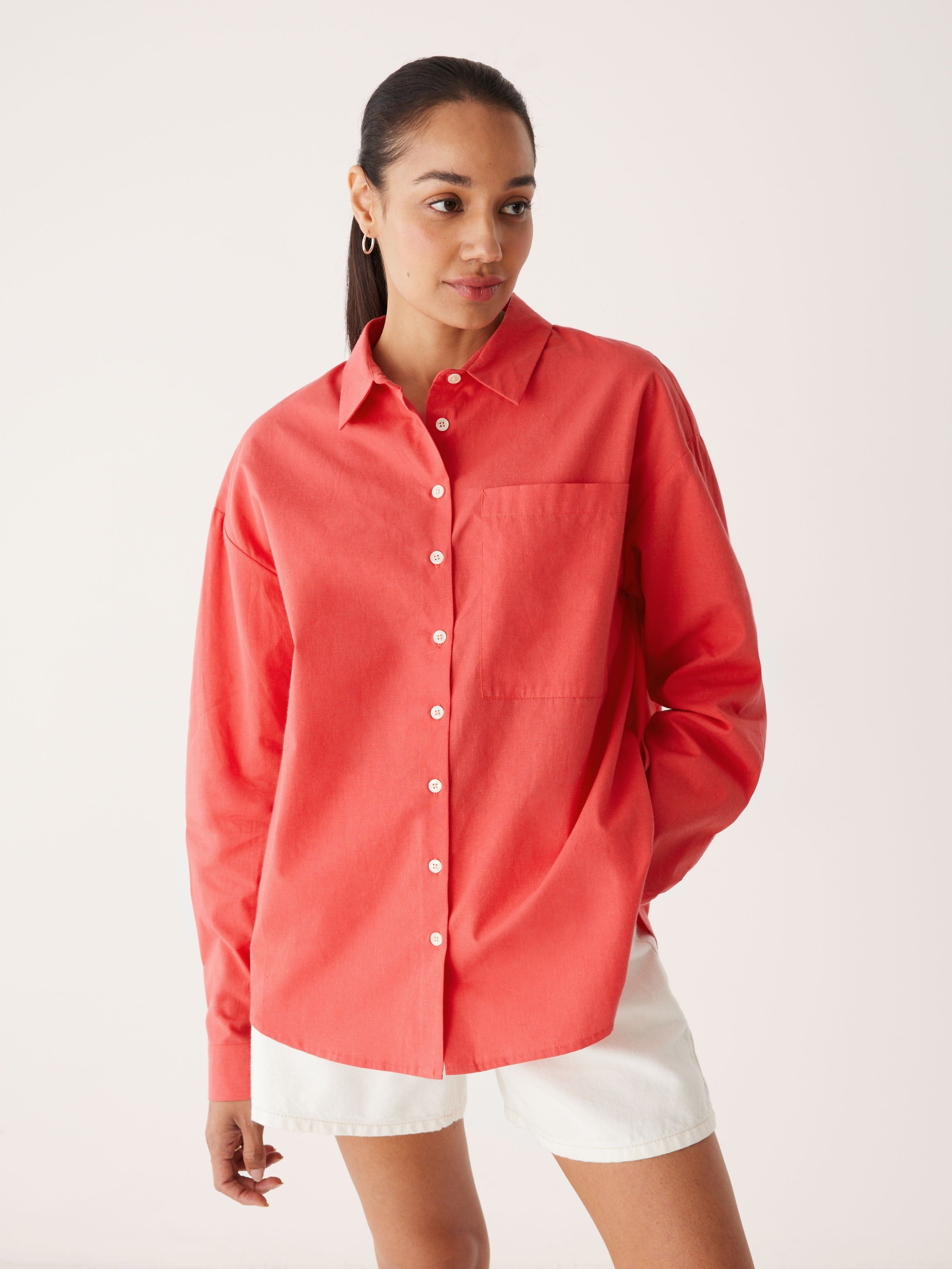 The Kapok Loose Shirt in Maraschino Red sold by Frank & Oak