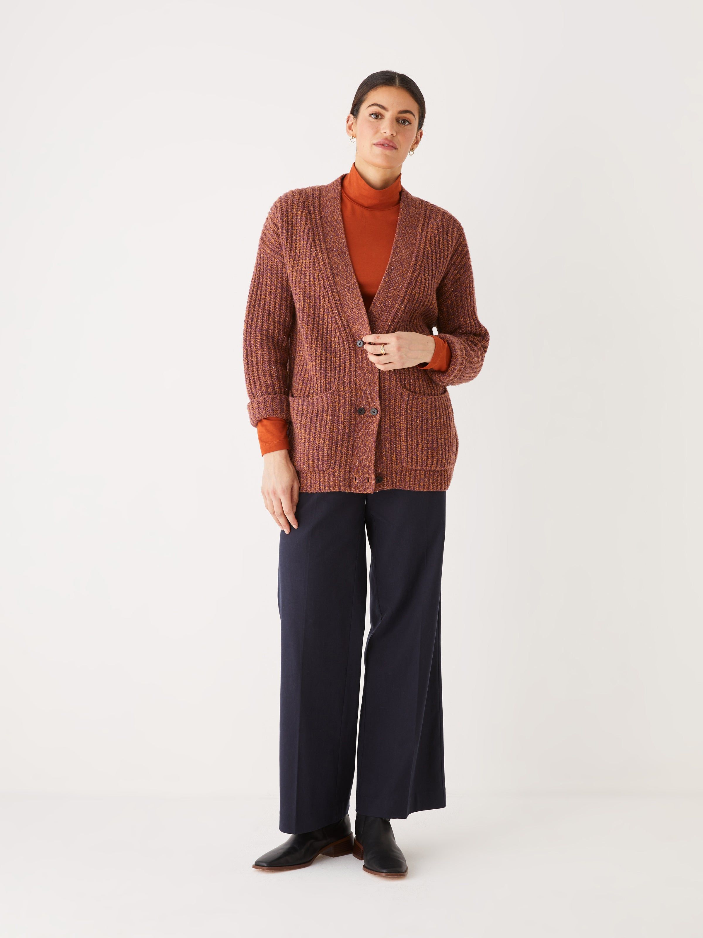 The Oversized Wool Blend Cardigan in Dark Orange sold by Frank & Oak product image thumbnail 2