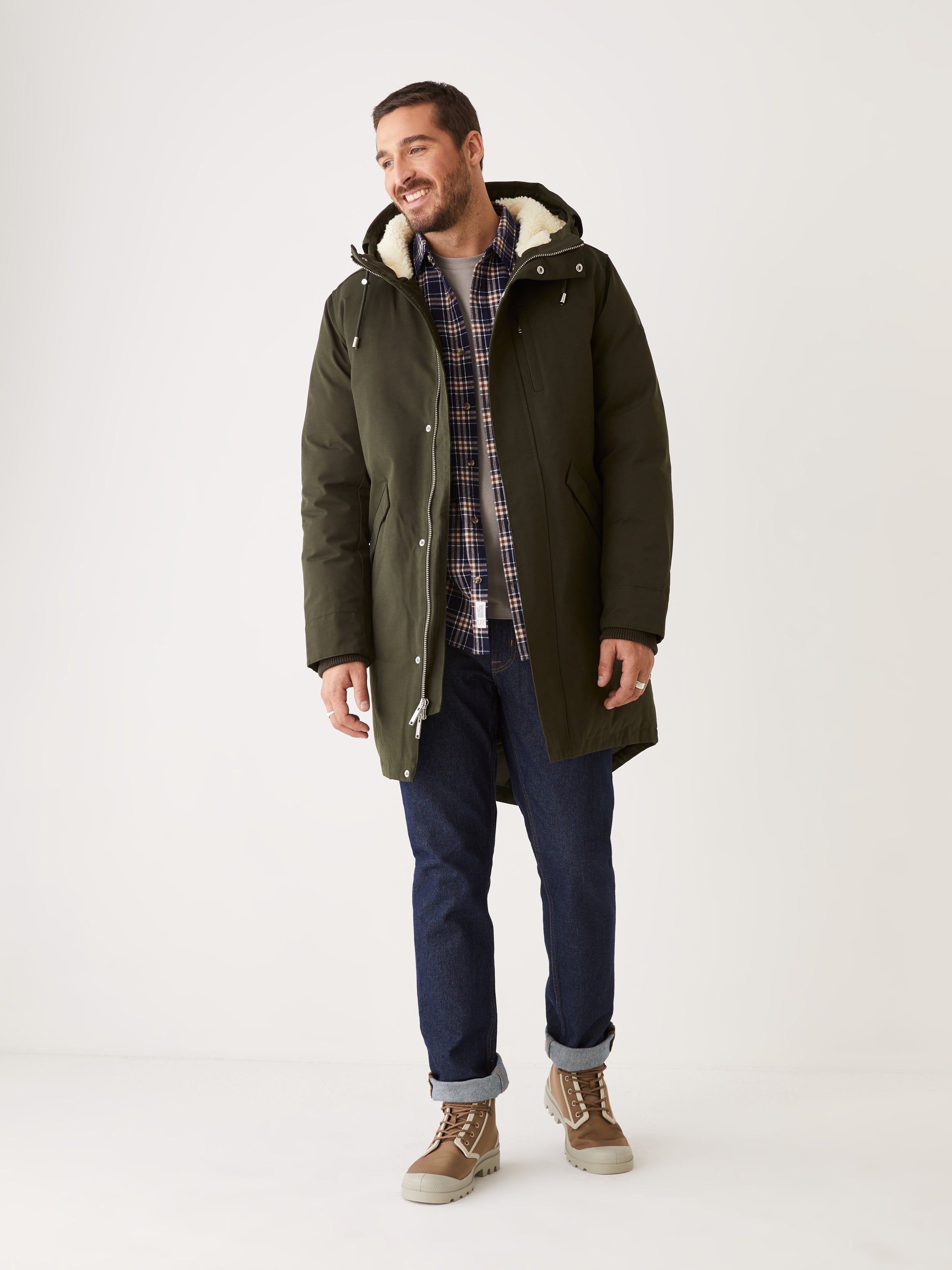 The Alpine Parka in Rosin sold by Frank & Oak