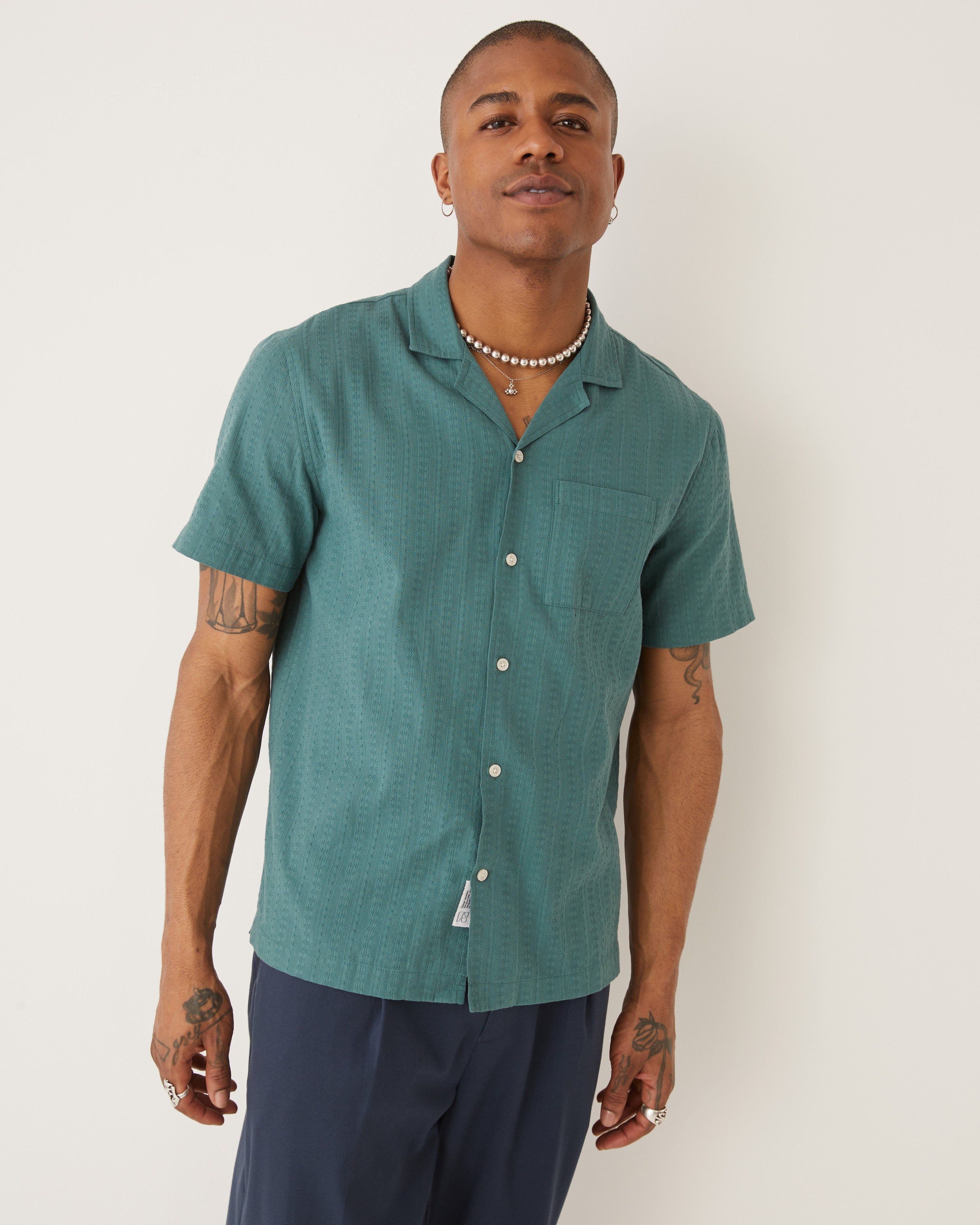 The Textured Resort Shirt in Teal sold by Frank & Oak product image thumbnail 4