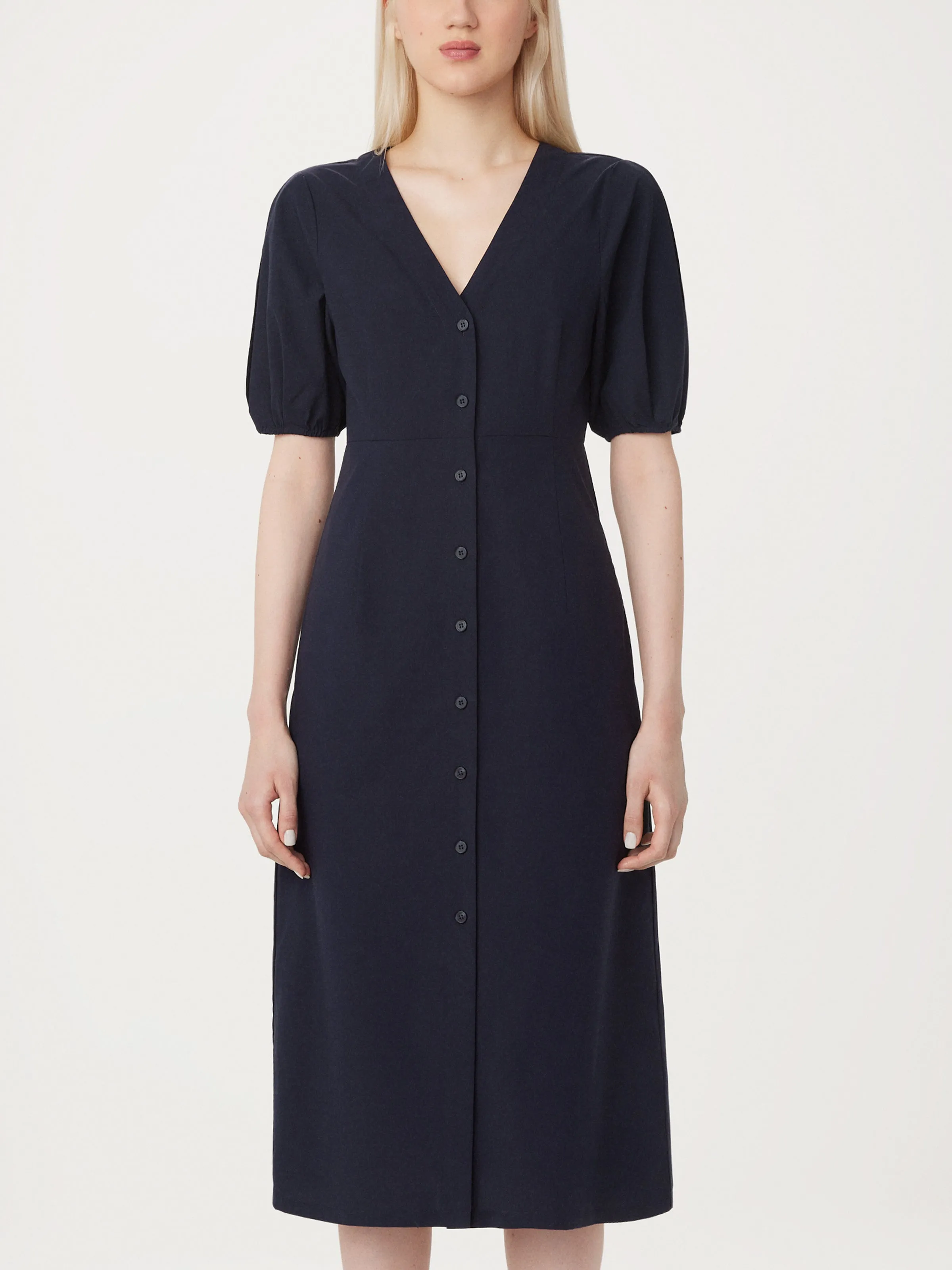 The Poplin Puffy Sleeve Dress in Dark Blue sold by Frank & Oak product image thumbnail 3