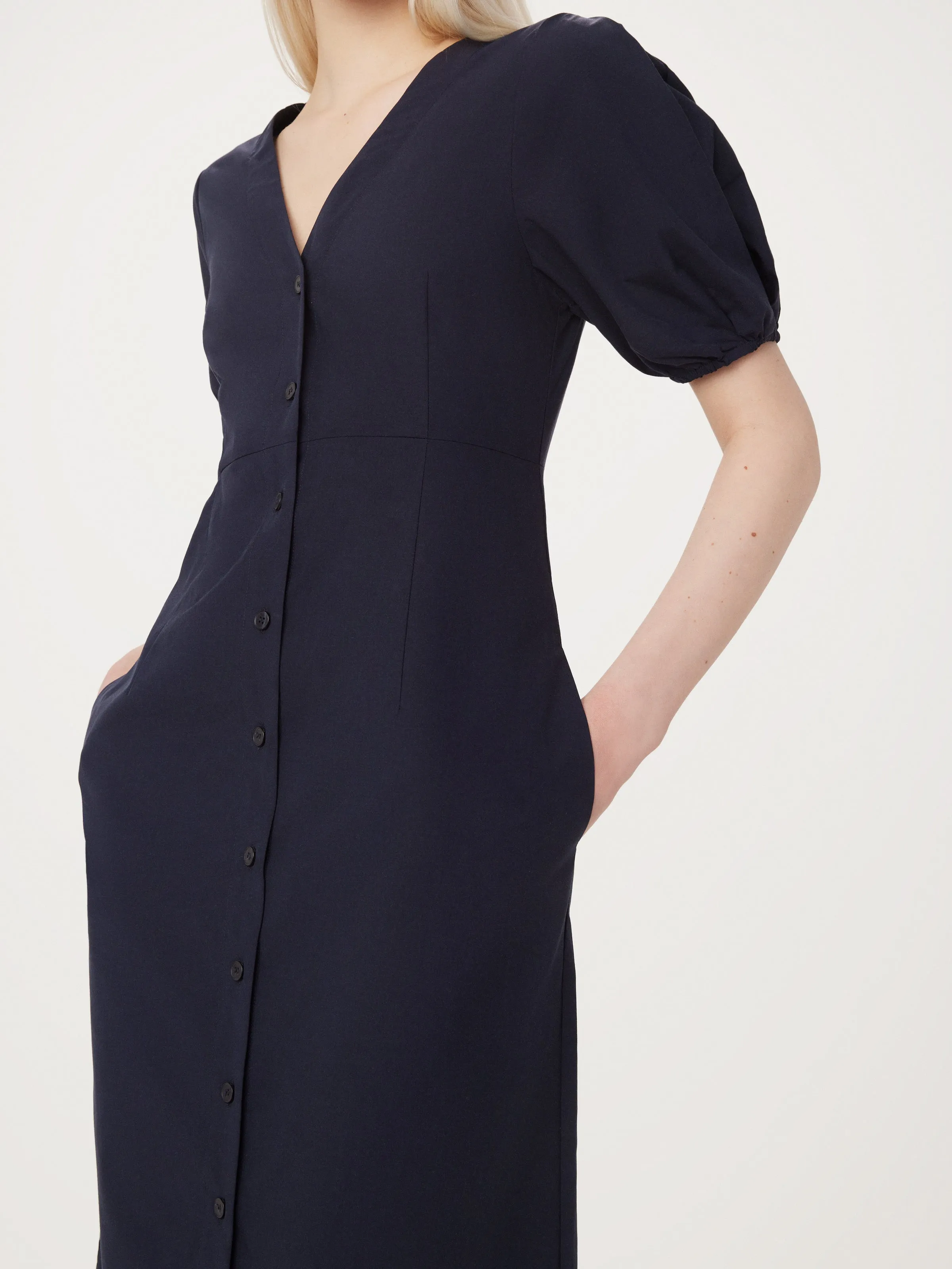 The Poplin Puffy Sleeve Dress in Dark Blue sold by Frank & Oak product image thumbnail 2