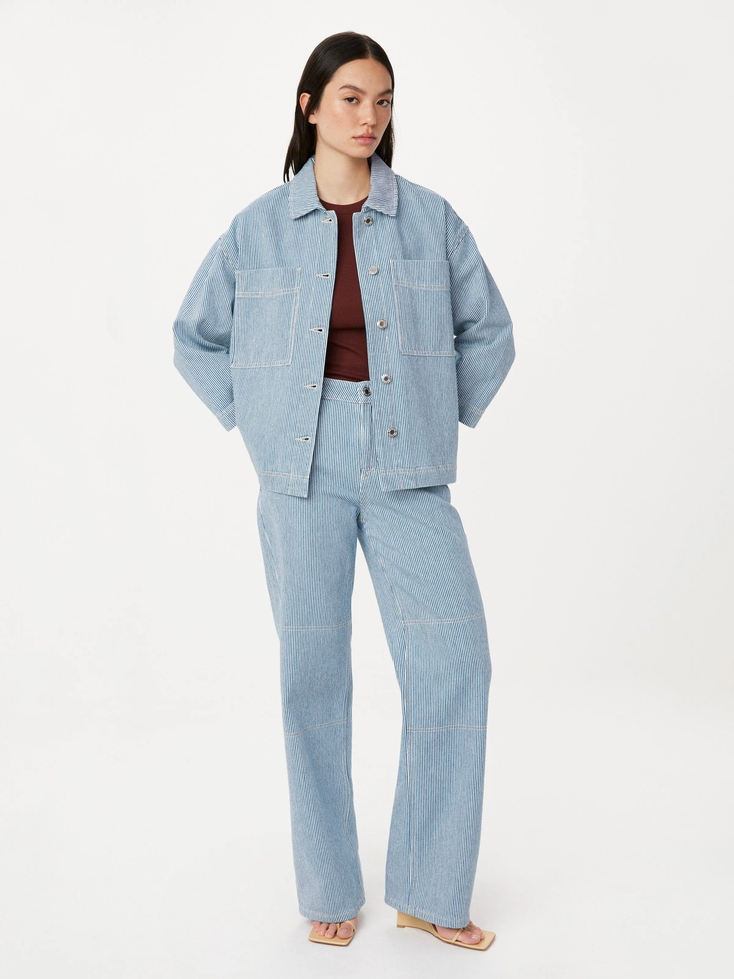 The Carpenter Striped Denim Jacket in Cobalt sold by Frank & Oak product image thumbnail 3