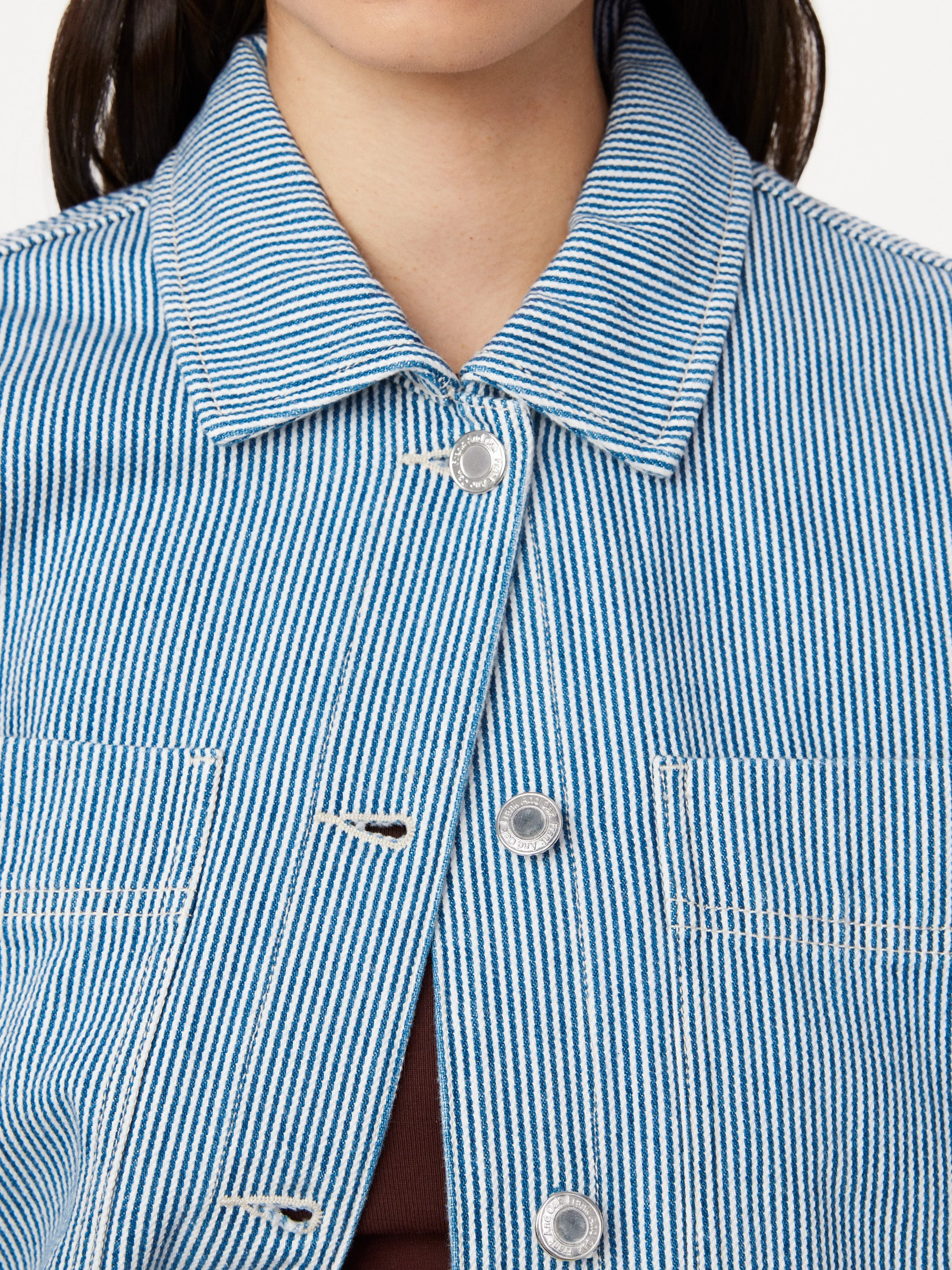 The Carpenter Striped Denim Jacket in Cobalt sold by Frank & Oak product image thumbnail 4