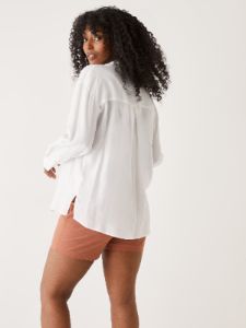 The Oversized Linen Shirt in Bright White sold by Frank & Oak