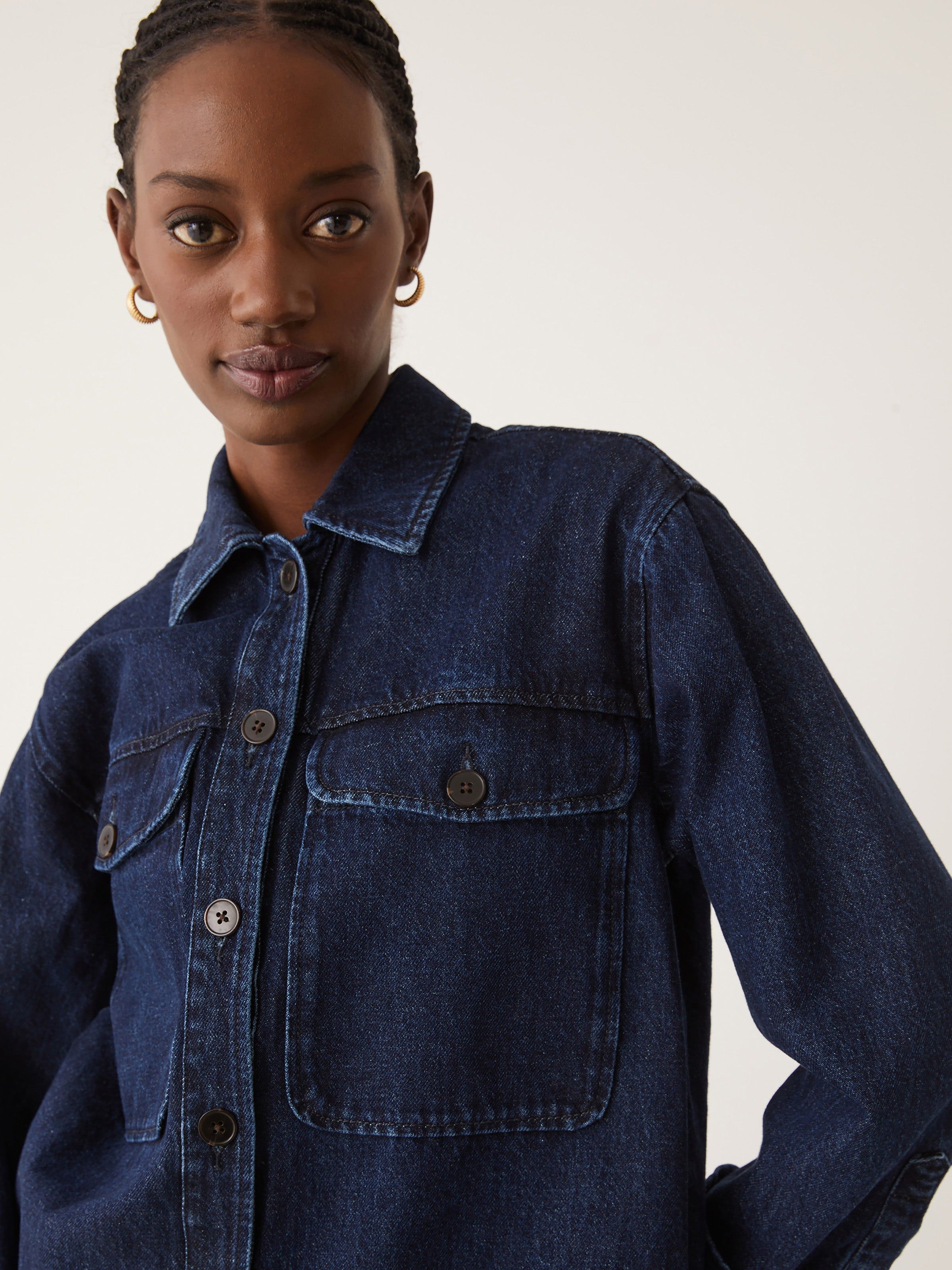 The Hemp Denim Overshirt in Dark Indigo sold by Frank & Oak product image thumbnail 2