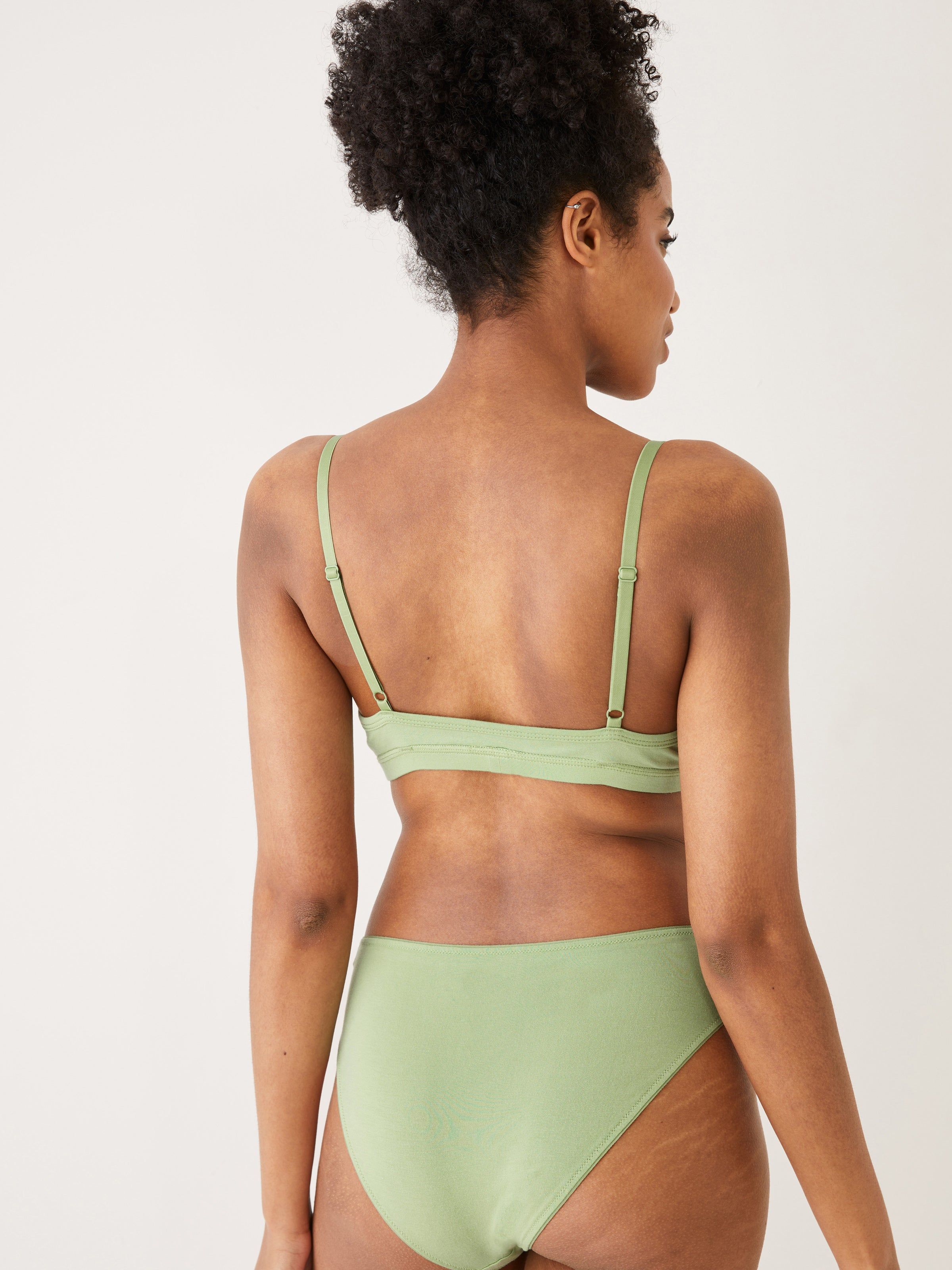 The Fluid Pull-On Triangle Bralette in Basil Green sold by Frank & Oak product image thumbnail 3