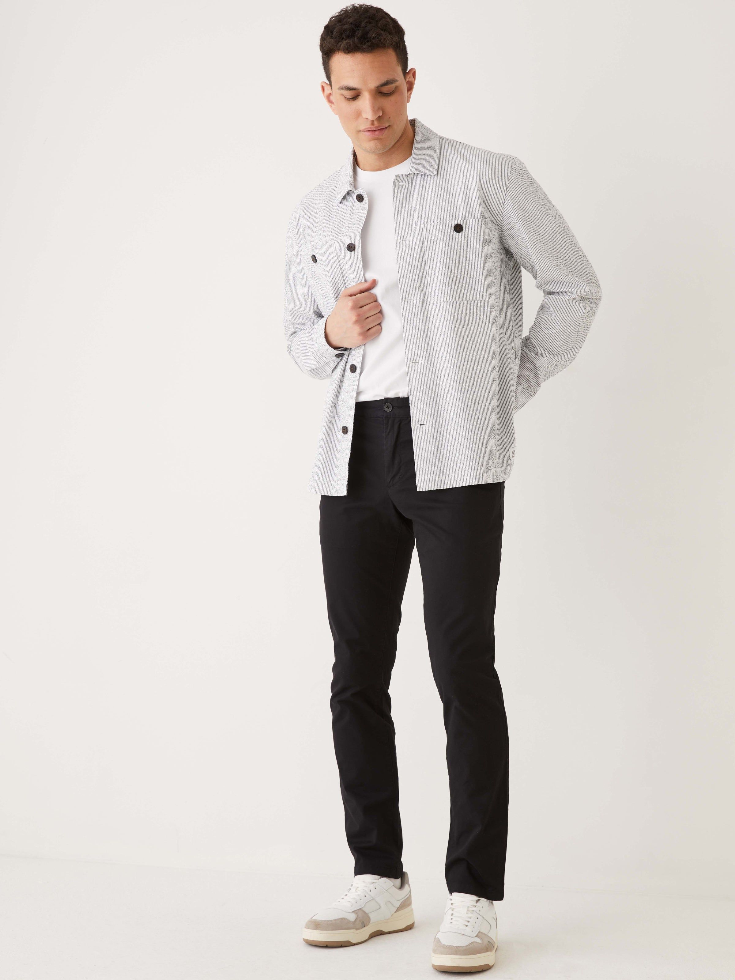 The Seersucker Overshirt in Deep Blue sold by Frank & Oak