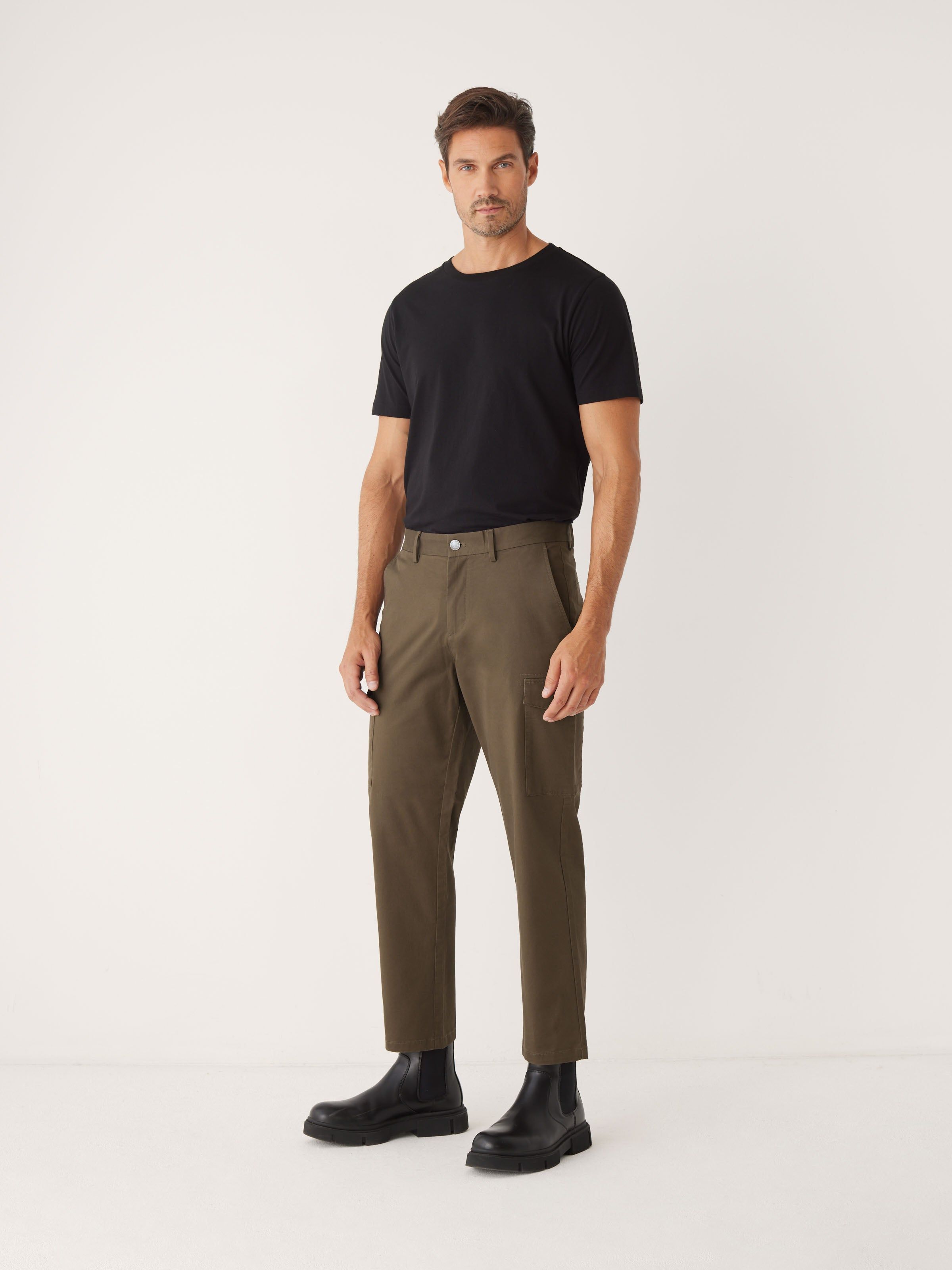 The Joey Straight Fit Cargo Pant in Dark Taupe sold by Frank & Oak