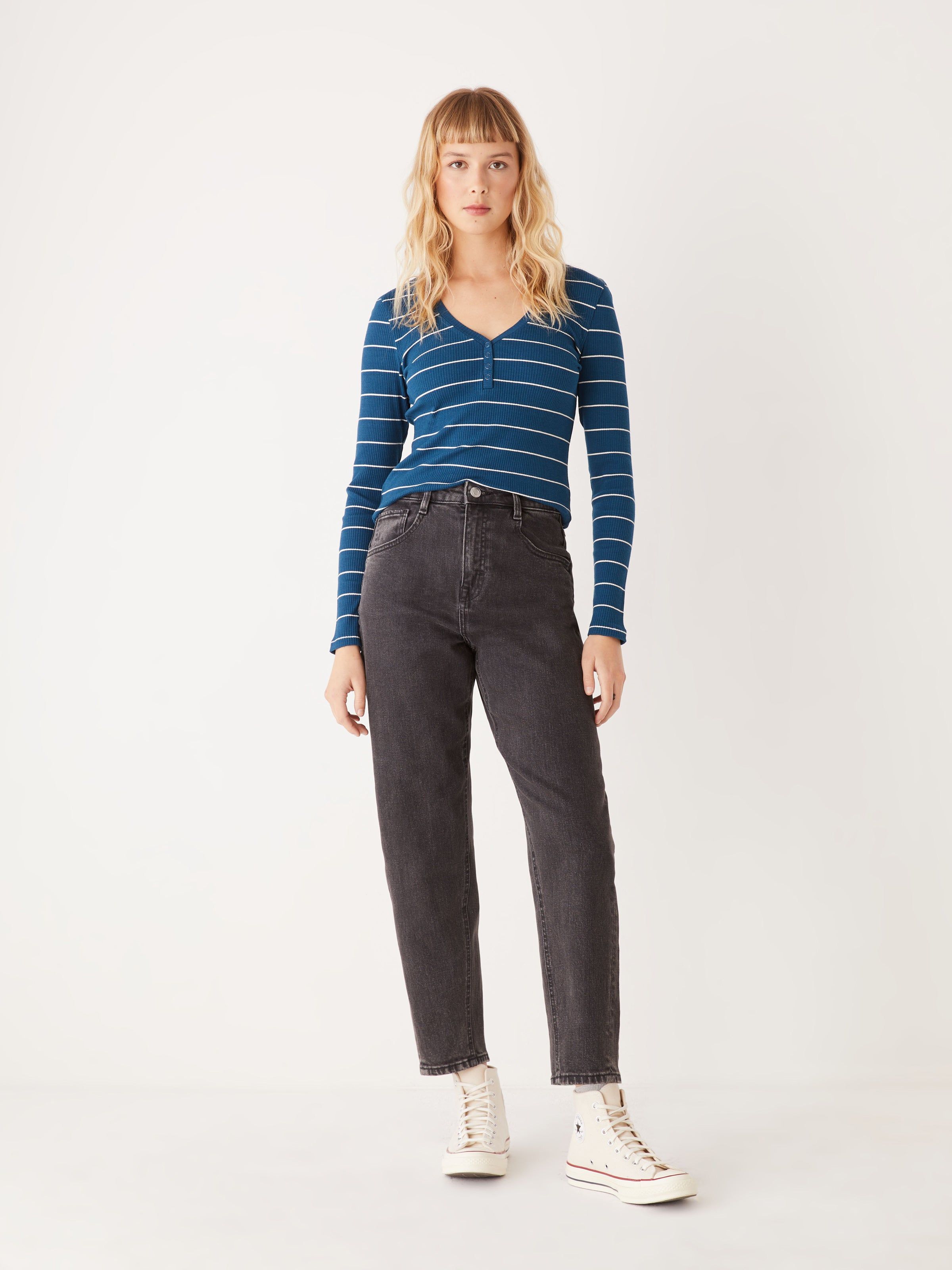 The Ribbed Henley Top in Dark Blue sold by Frank & Oak product image thumbnail 2