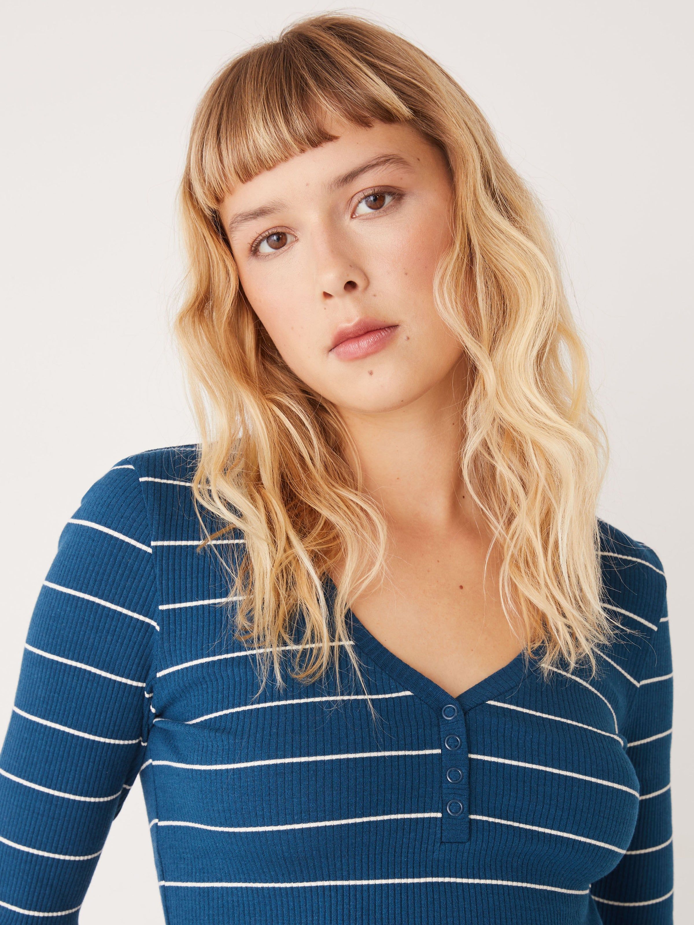 The Ribbed Henley Top in Dark Blue sold by Frank & Oak product image thumbnail 4