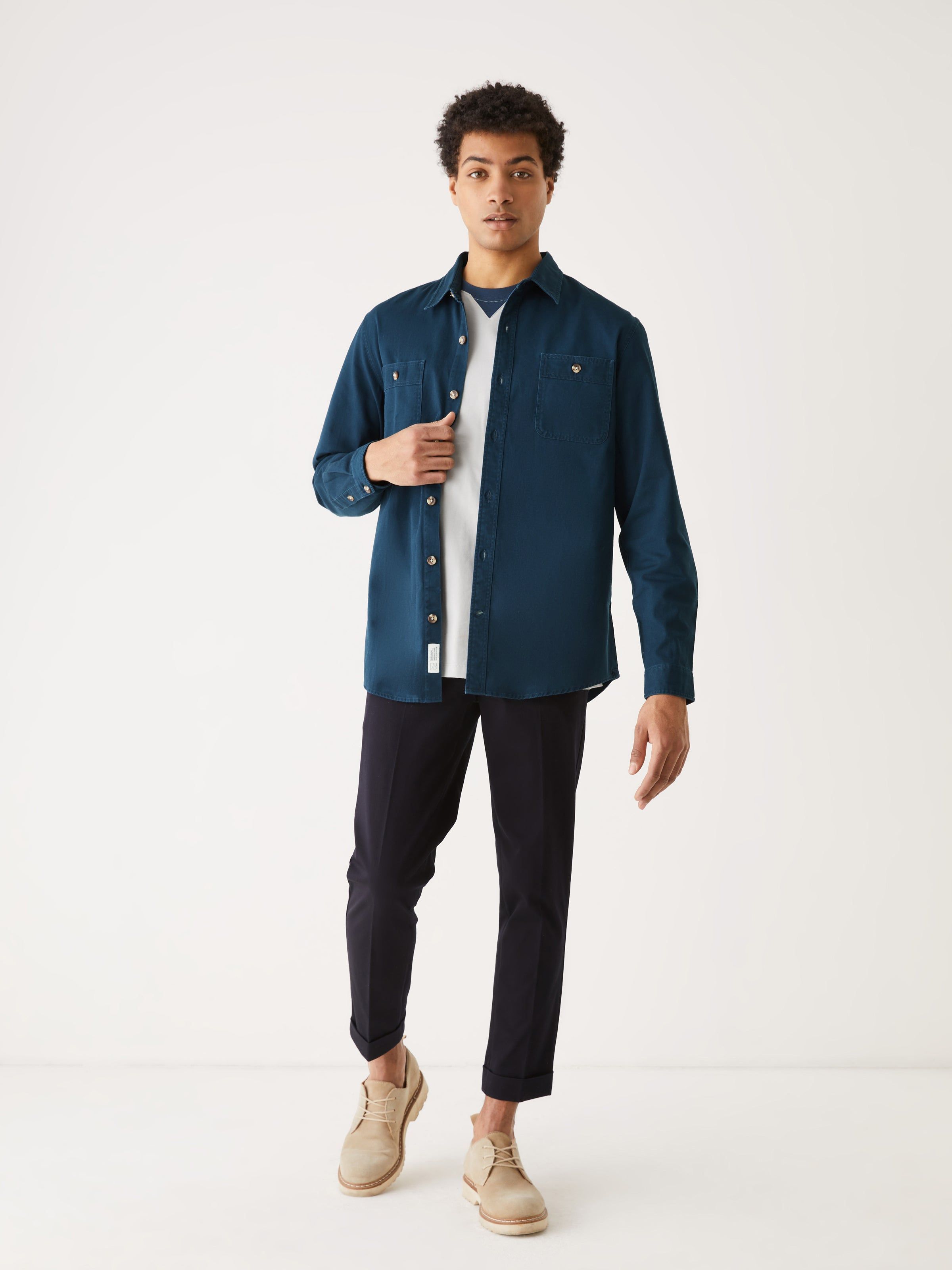 The Washed Twill Worker Shirt in Dark Blue sold by Frank & Oak product image thumbnail 2