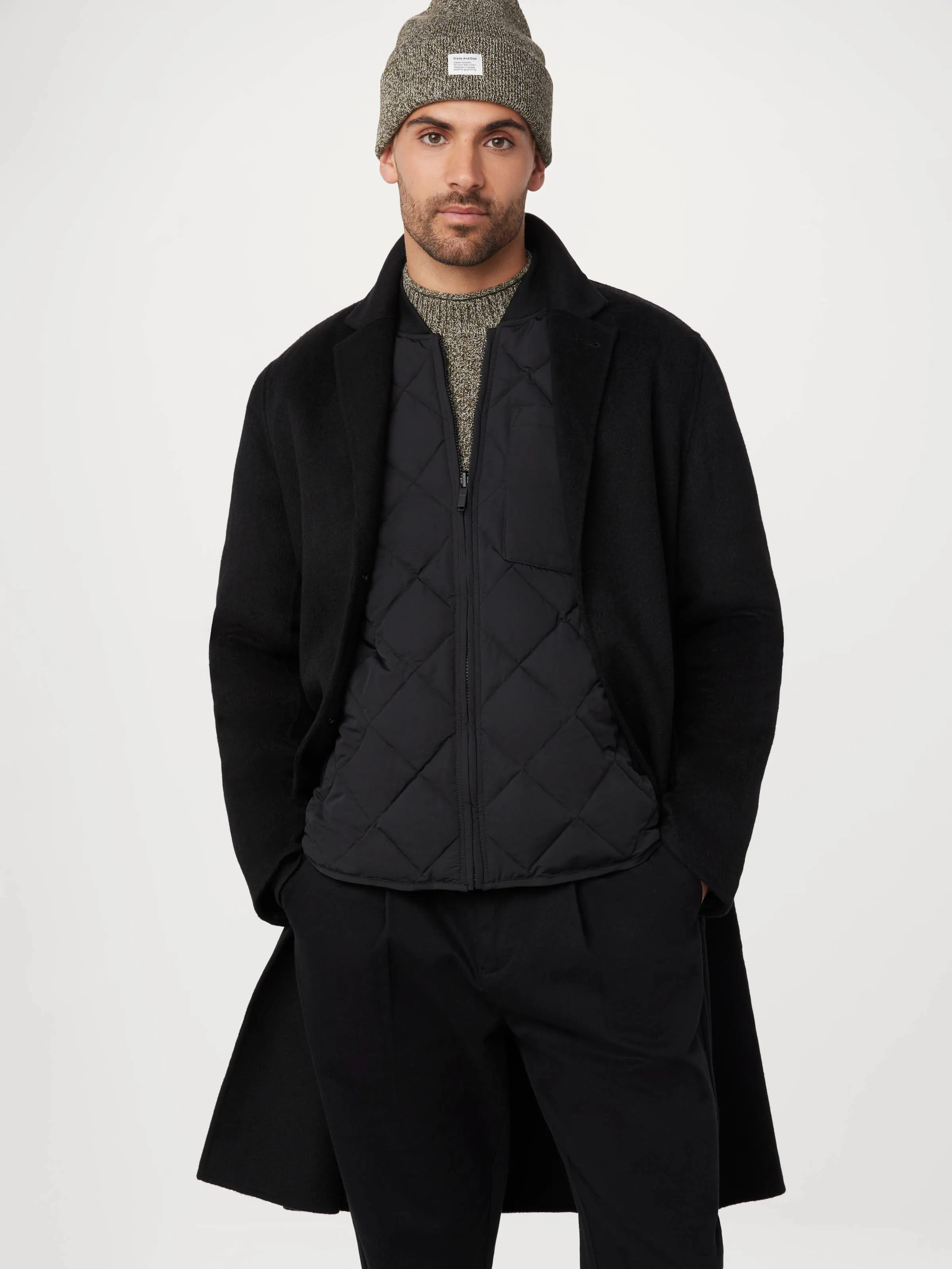 The Michel Recycled Wool Topcoat in Black sold by Frank & Oak product image thumbnail 3