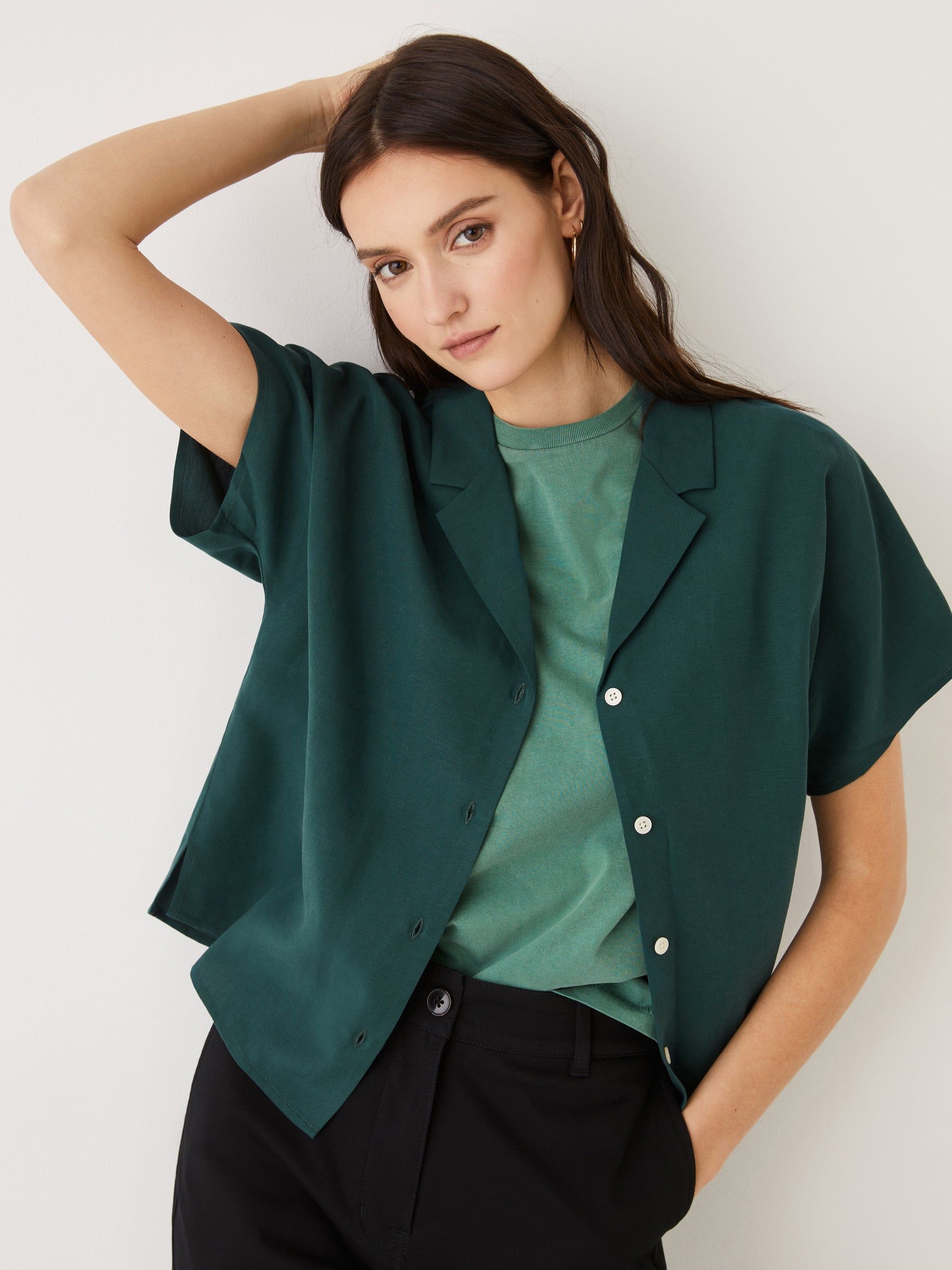 The V-Neck Blouse in Dark Green sold by Frank & Oak product image thumbnail 3