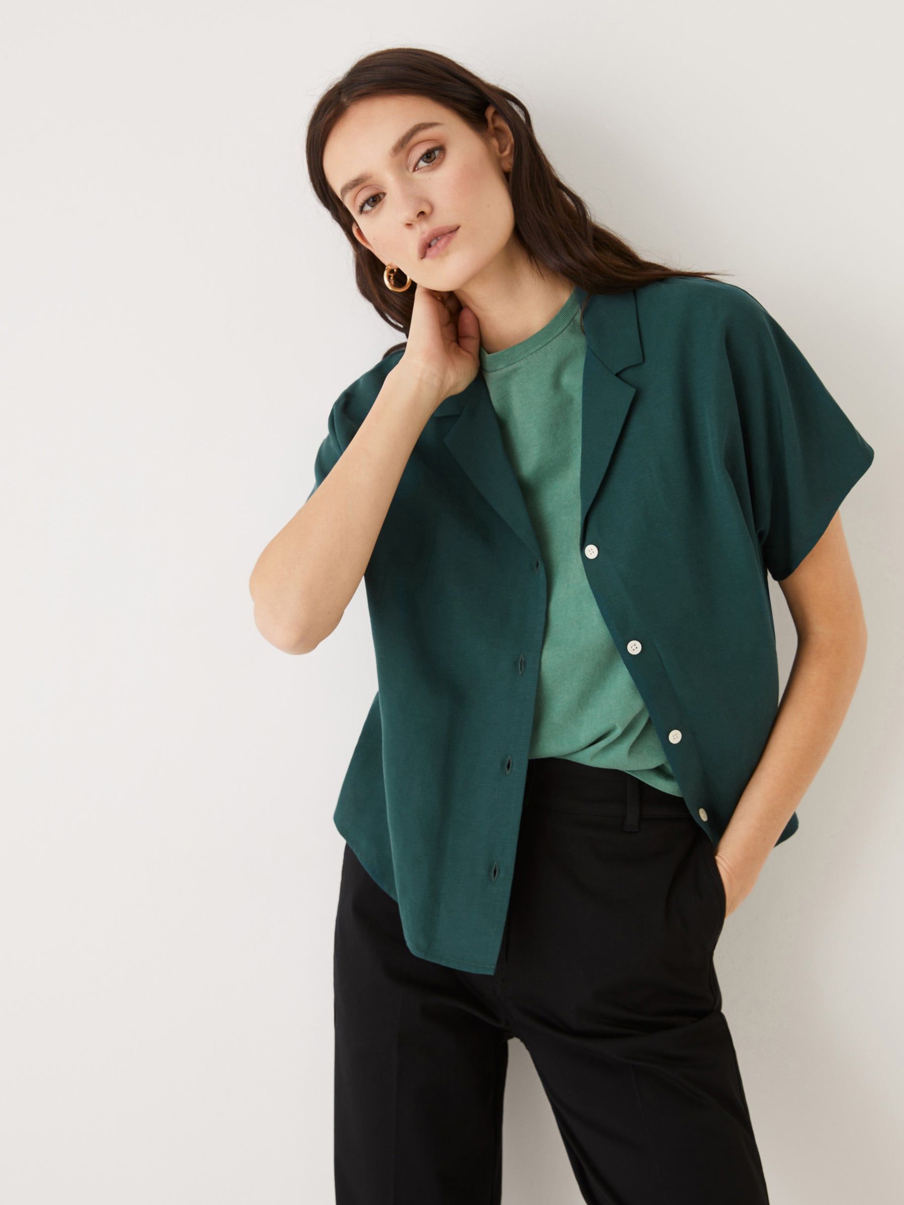 The V-Neck Blouse in Dark Green sold by Frank & Oak