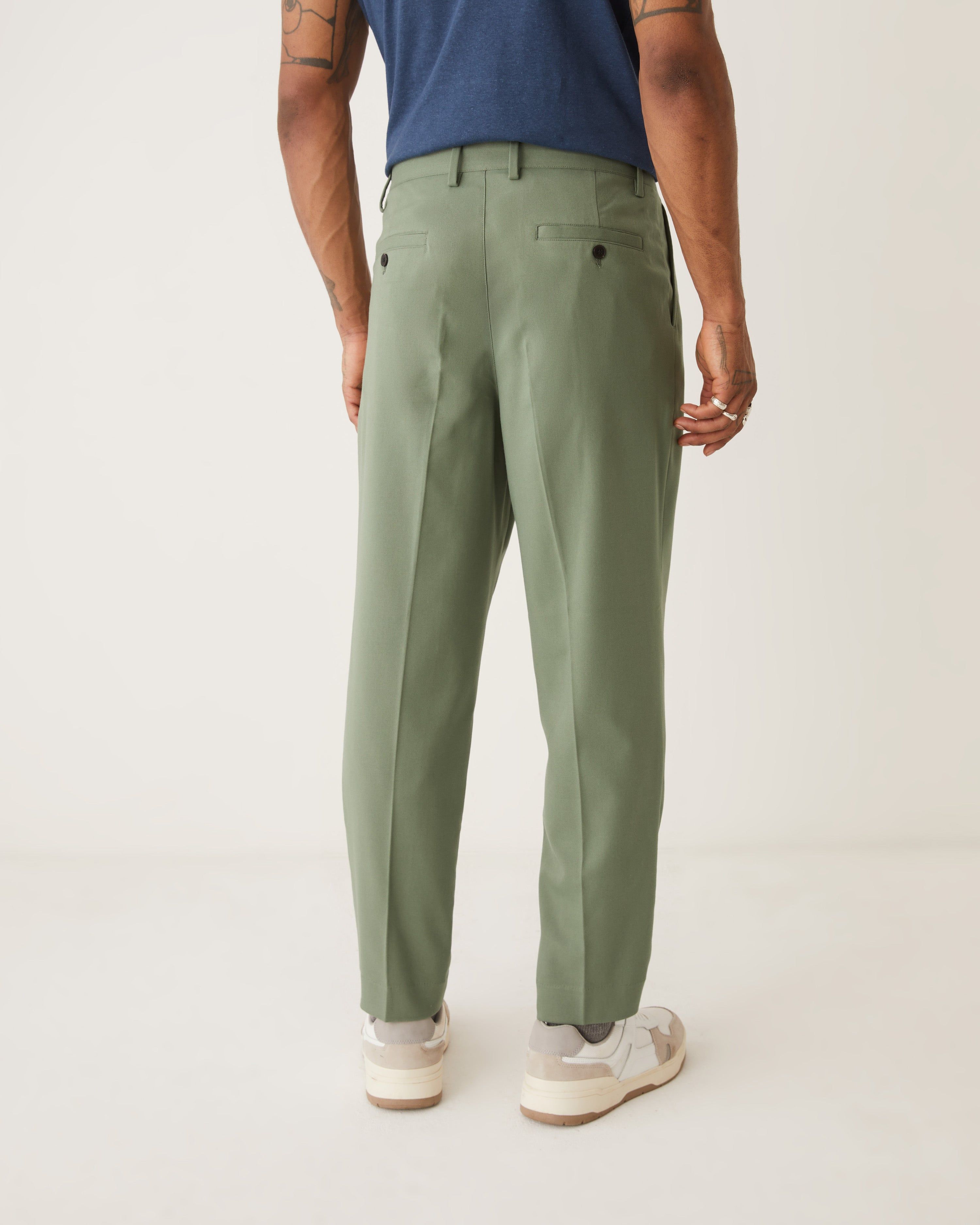 The Pleated Tapered Fit Pant in Green sold by Frank & Oak product image thumbnail 4