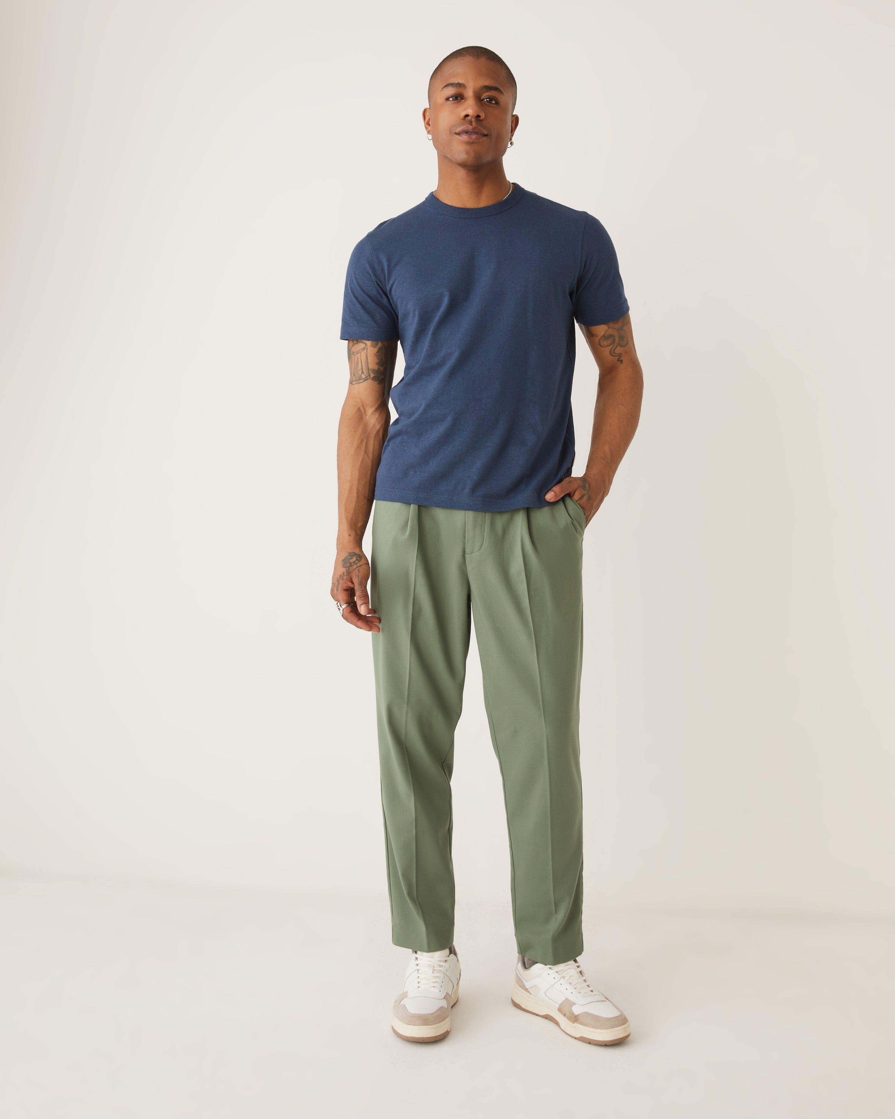 The Pleated Tapered Fit Pant in Green sold by Frank & Oak product image thumbnail 2