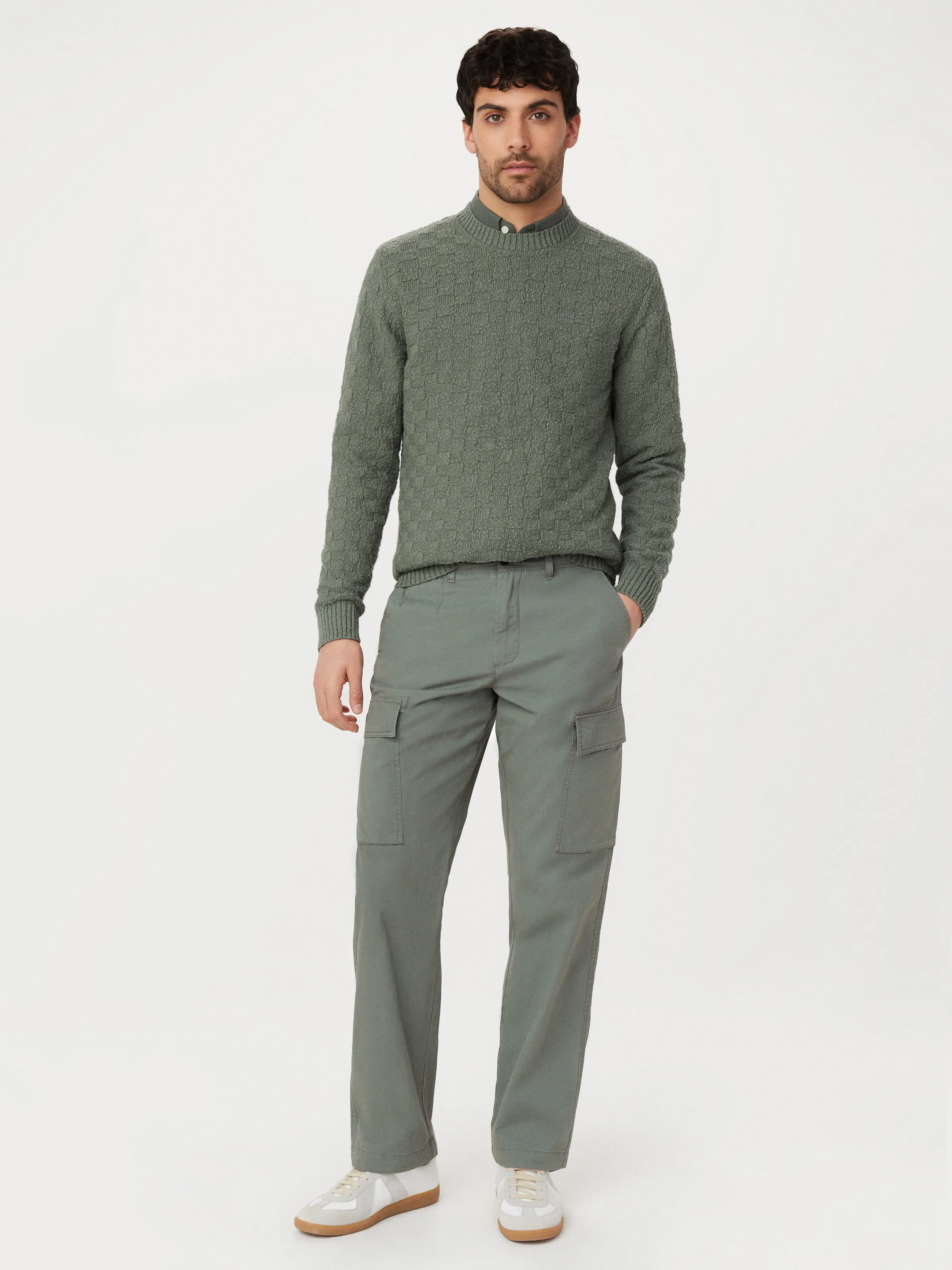 The Basketweave Sweater in Agave sold by Frank & Oak
