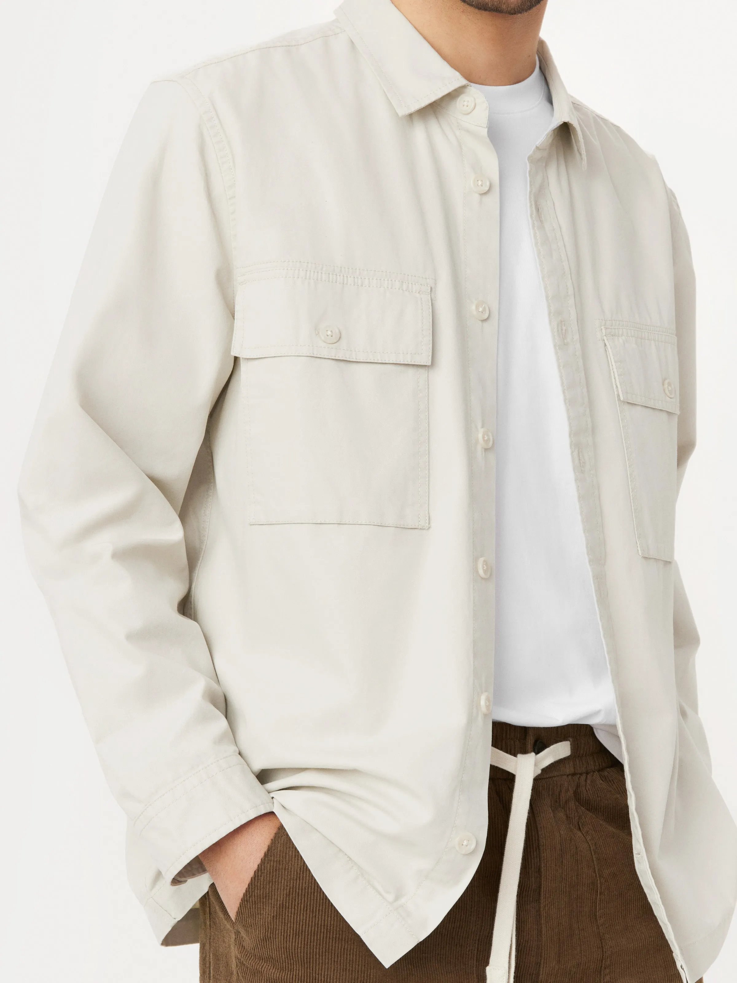 The Typewriter Cloth Cargo Overshirt in Moonlight sold by Frank & Oak product image thumbnail 3