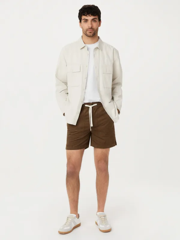 The Typewriter Cloth Cargo Overshirt in Moonlight sold by Frank & Oak