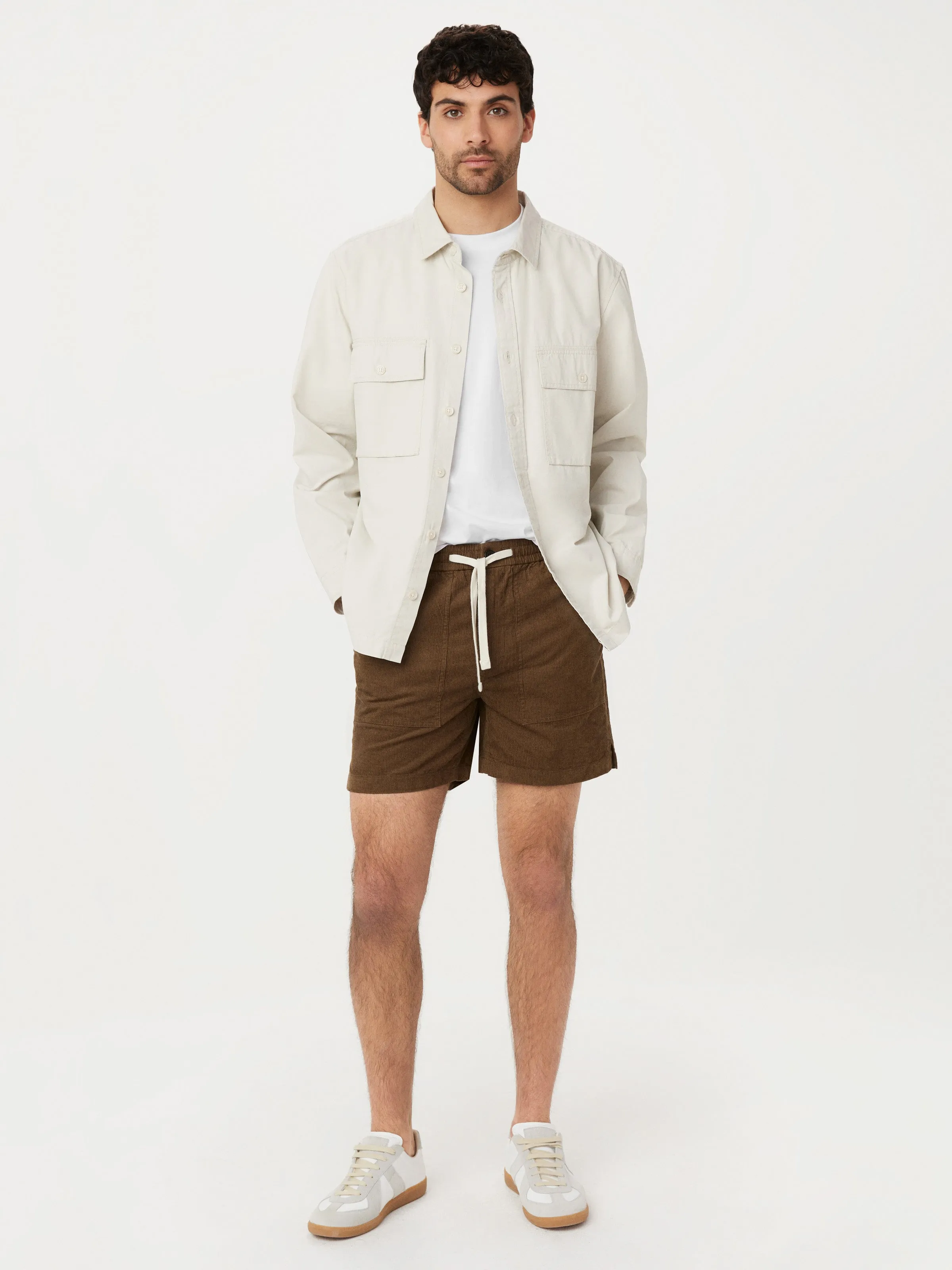 The Typewriter Cloth Cargo Overshirt in Moonlight sold by Frank & Oak