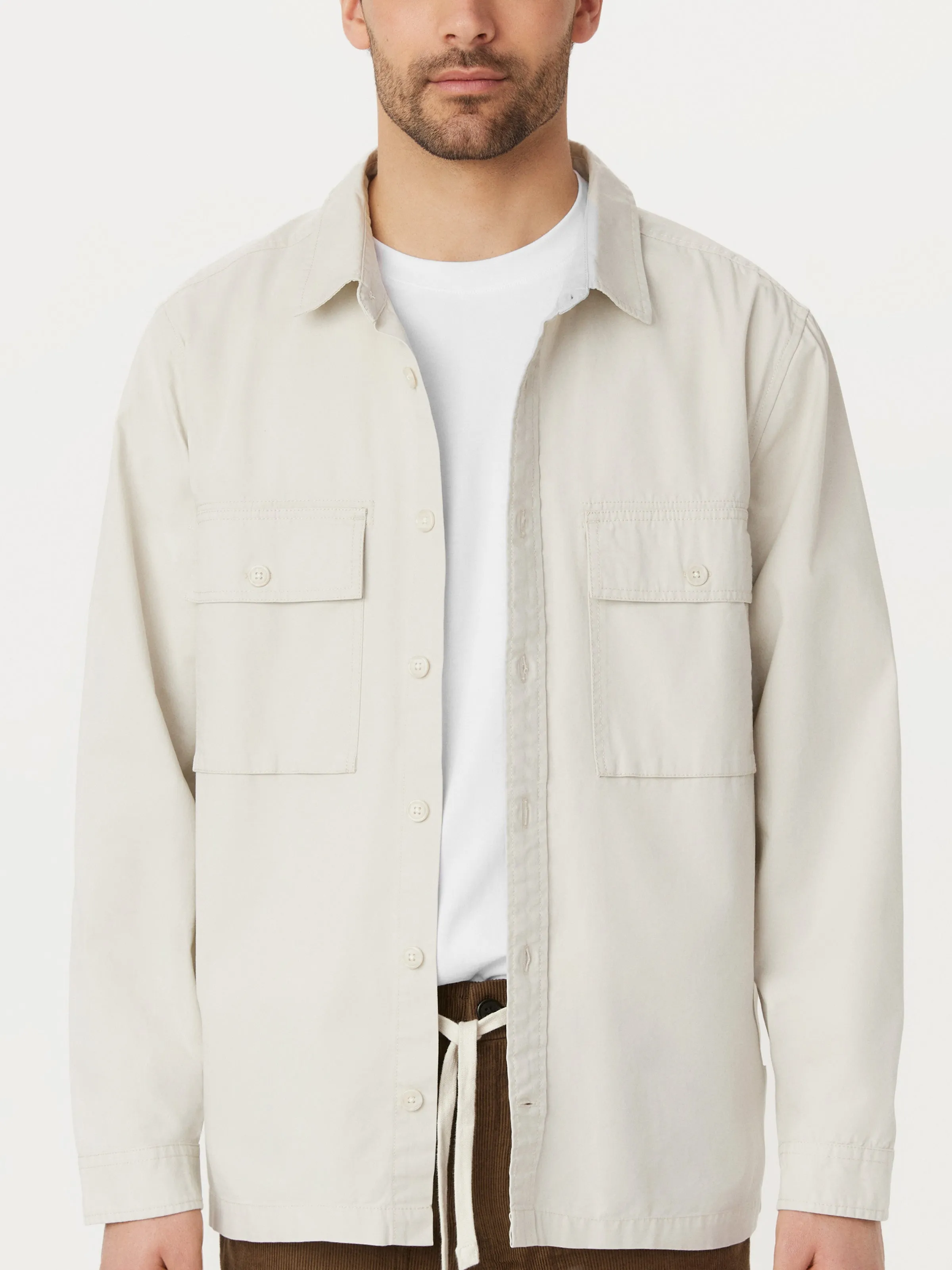 The Typewriter Cloth Cargo Overshirt in Moonlight sold by Frank & Oak product image thumbnail 4