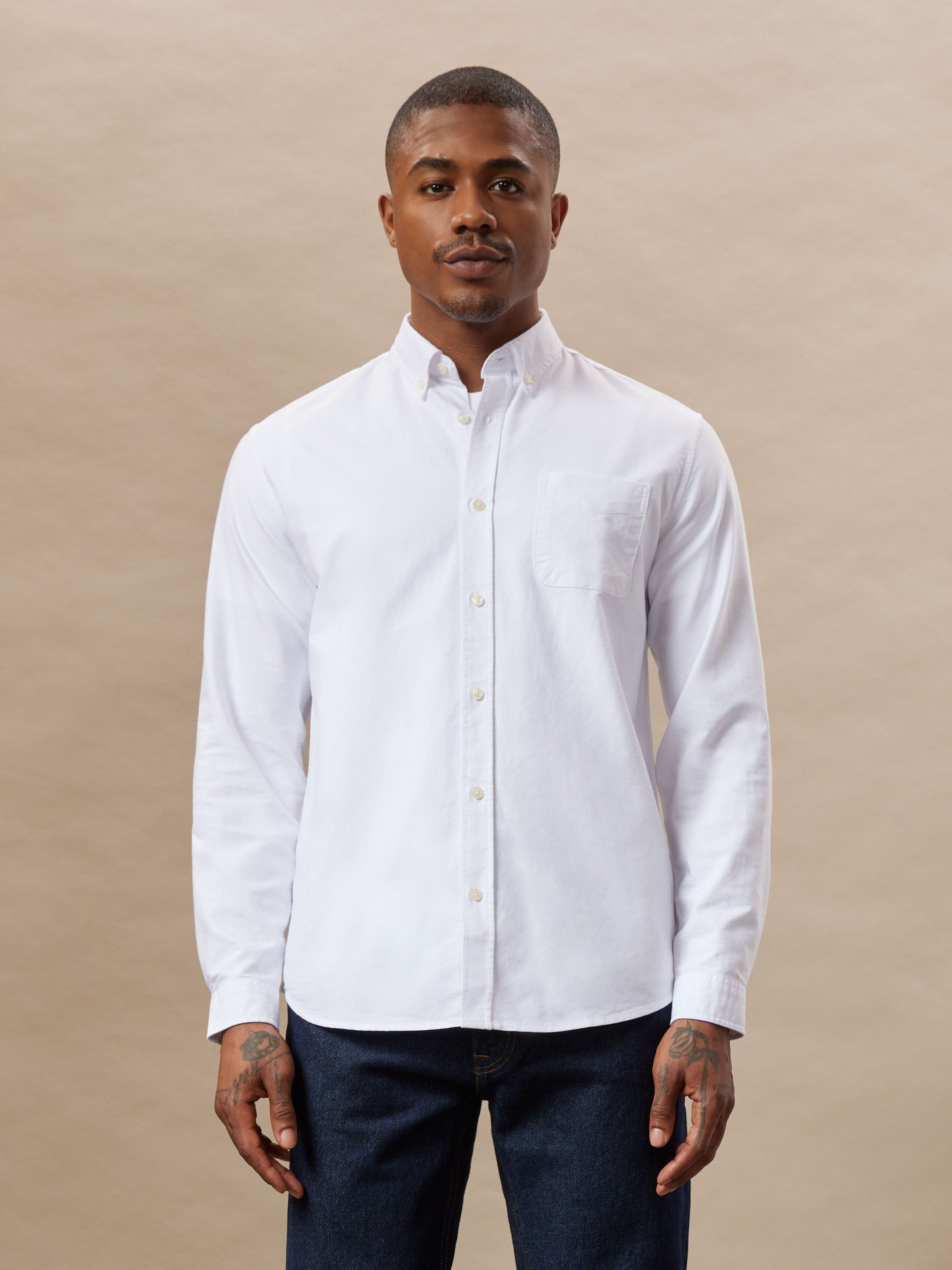 The Jasper Oxford Shirt in White sold by Frank & Oak