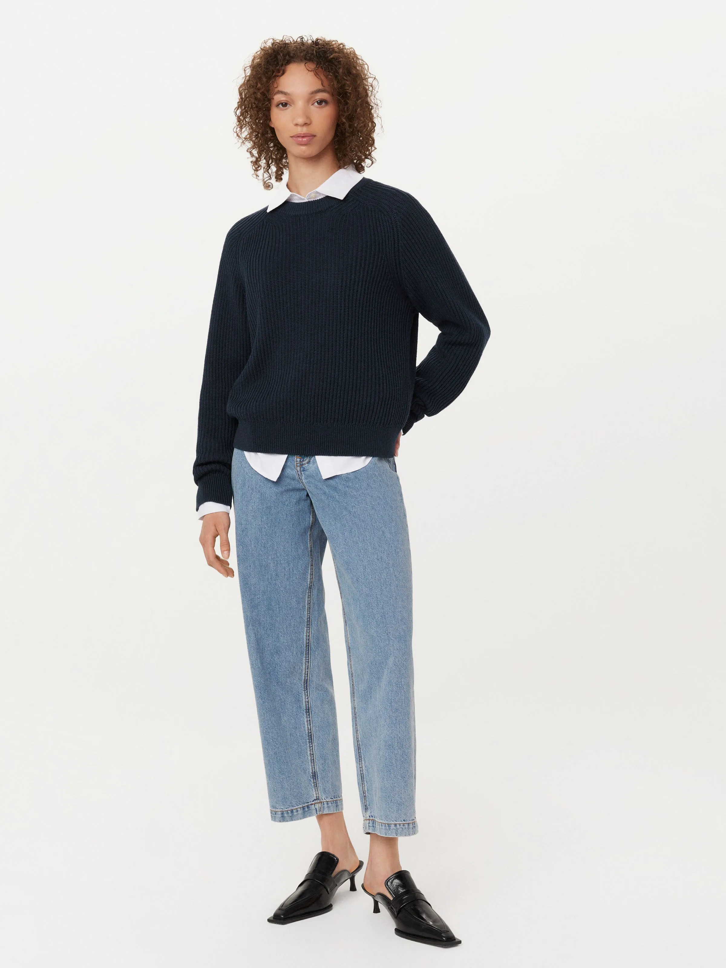 The SeaCell™ Boxy Sweater in Space Blue sold by Frank & Oak