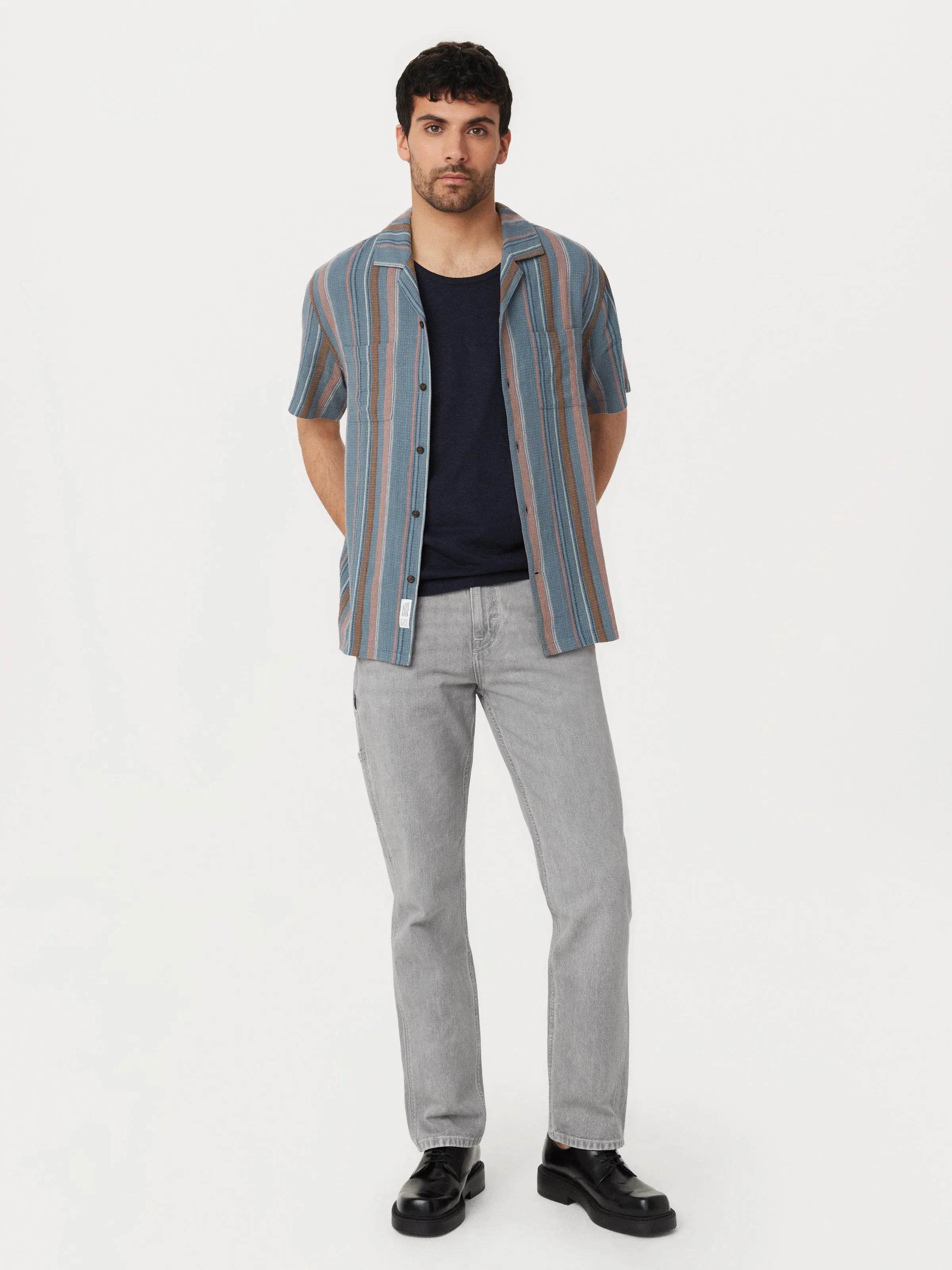 The Linen Camp Collar Shirt in Storm Blue sold by Frank & Oak product image thumbnail 2