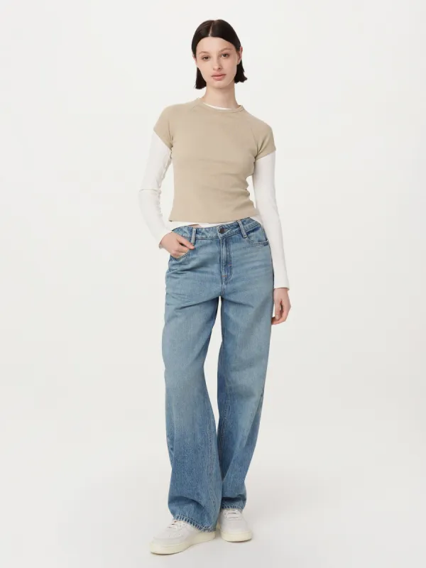 The Shrunken Cropped T-Shirt in Light Beige sold by Frank & Oak