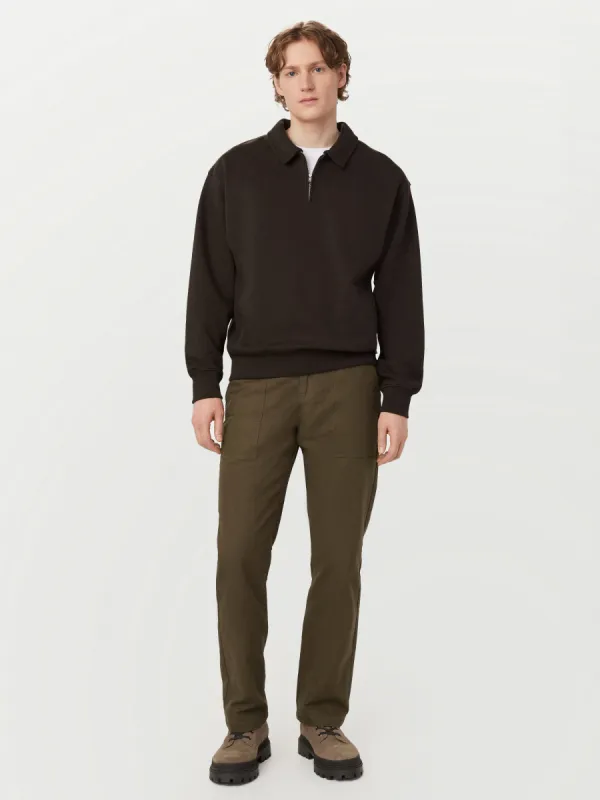 The Half Zip Sweatshirt in Dark Chocolate sold by Frank & Oak
