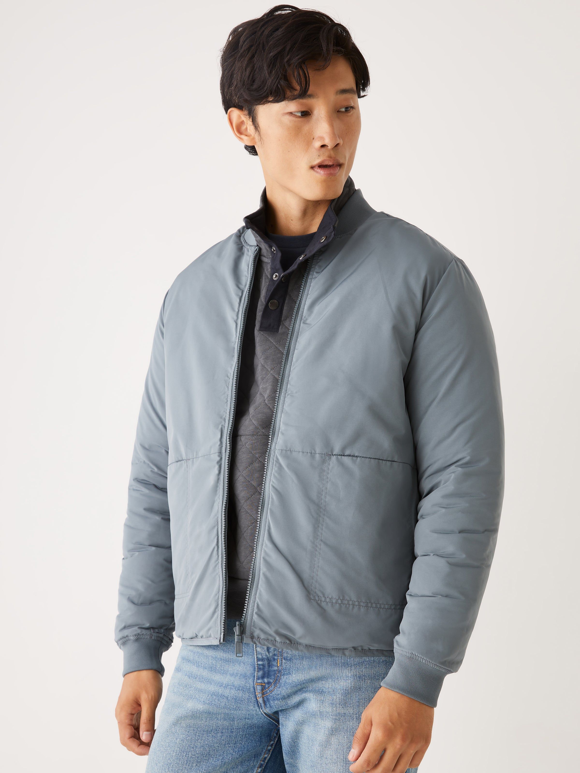 The Skyline Reversible Bomber in Stormy Blue sold by Frank & Oak product image thumbnail 4