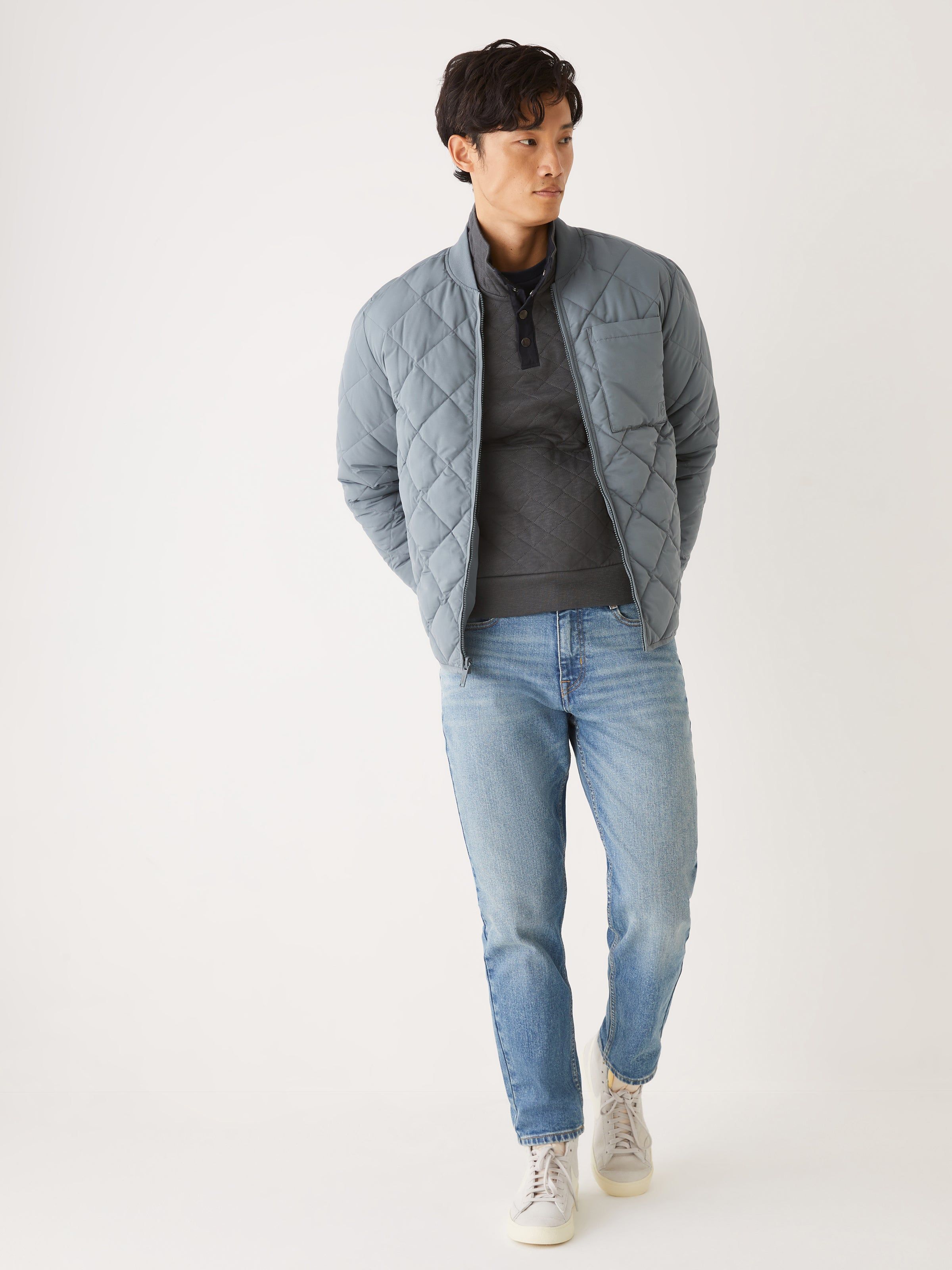 The Skyline Reversible Bomber in Stormy Blue sold by Frank & Oak product image thumbnail 5