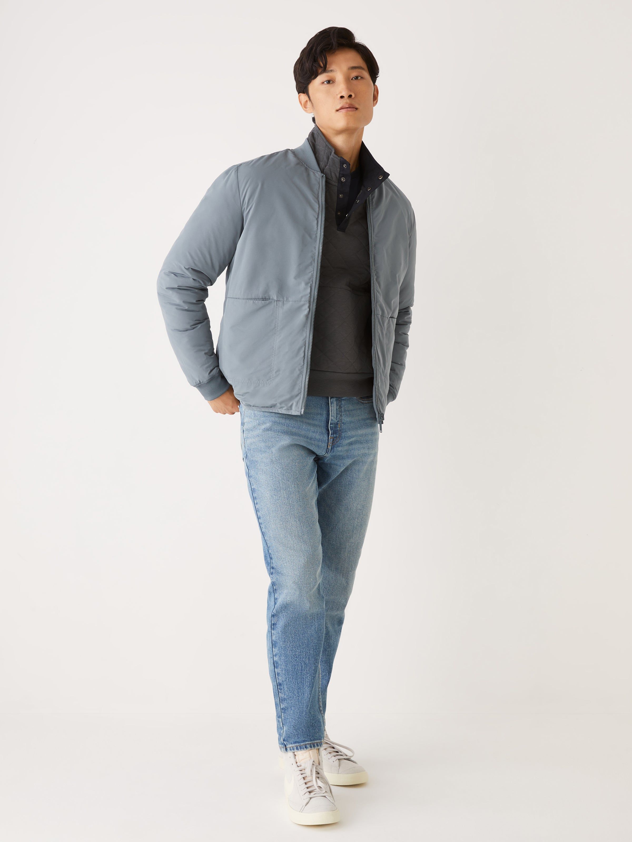 The Skyline Reversible Bomber in Stormy Blue sold by Frank & Oak product image thumbnail 3