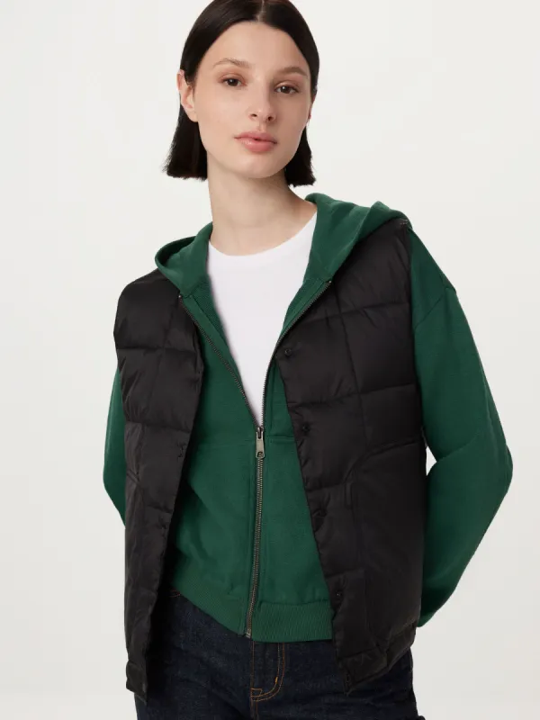 The Aero Packable Vest in Black sold by Frank & Oak