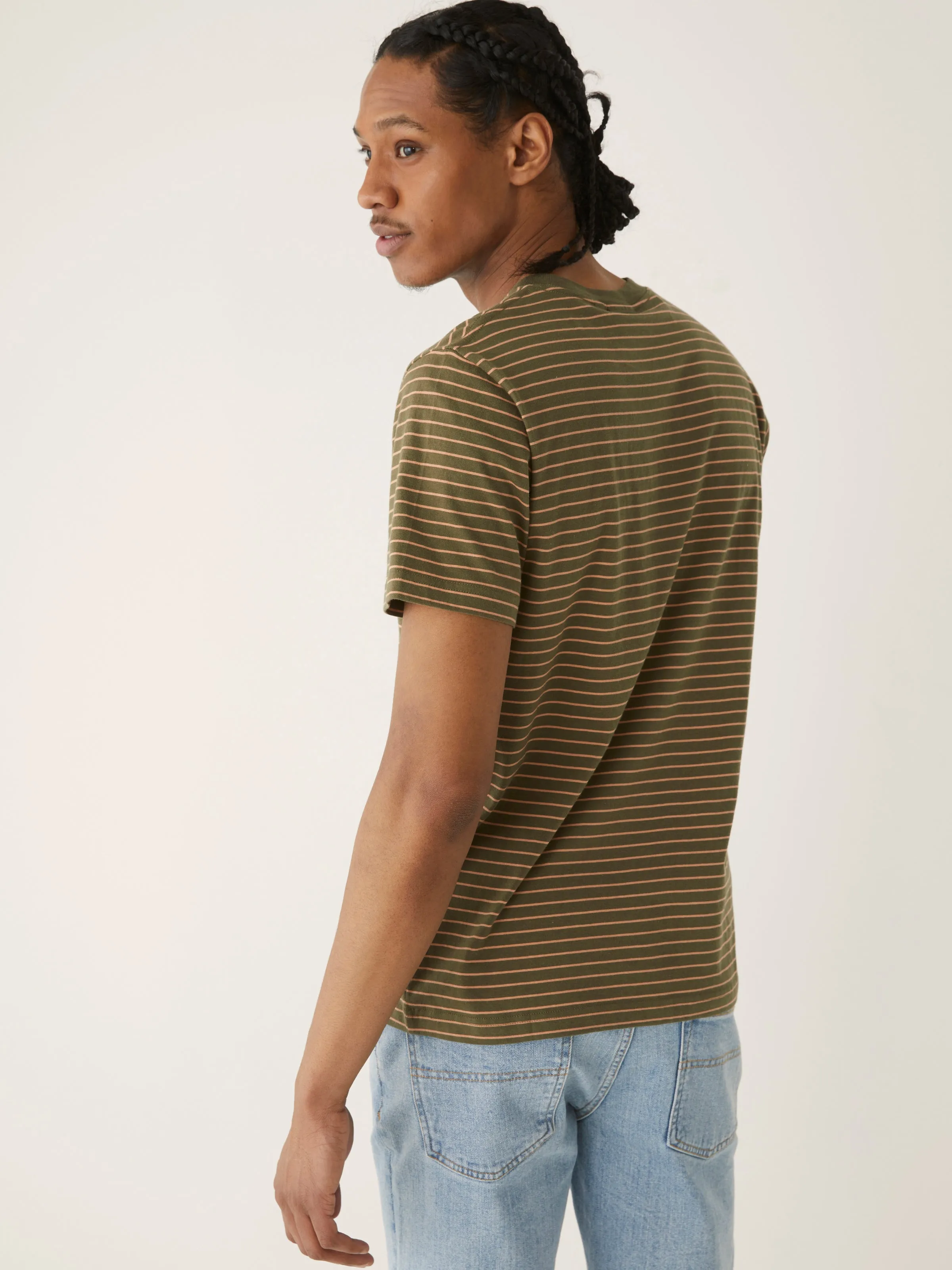 The Striped Slim T-Shirt in Dark Olive sold by Frank & Oak product image thumbnail 4