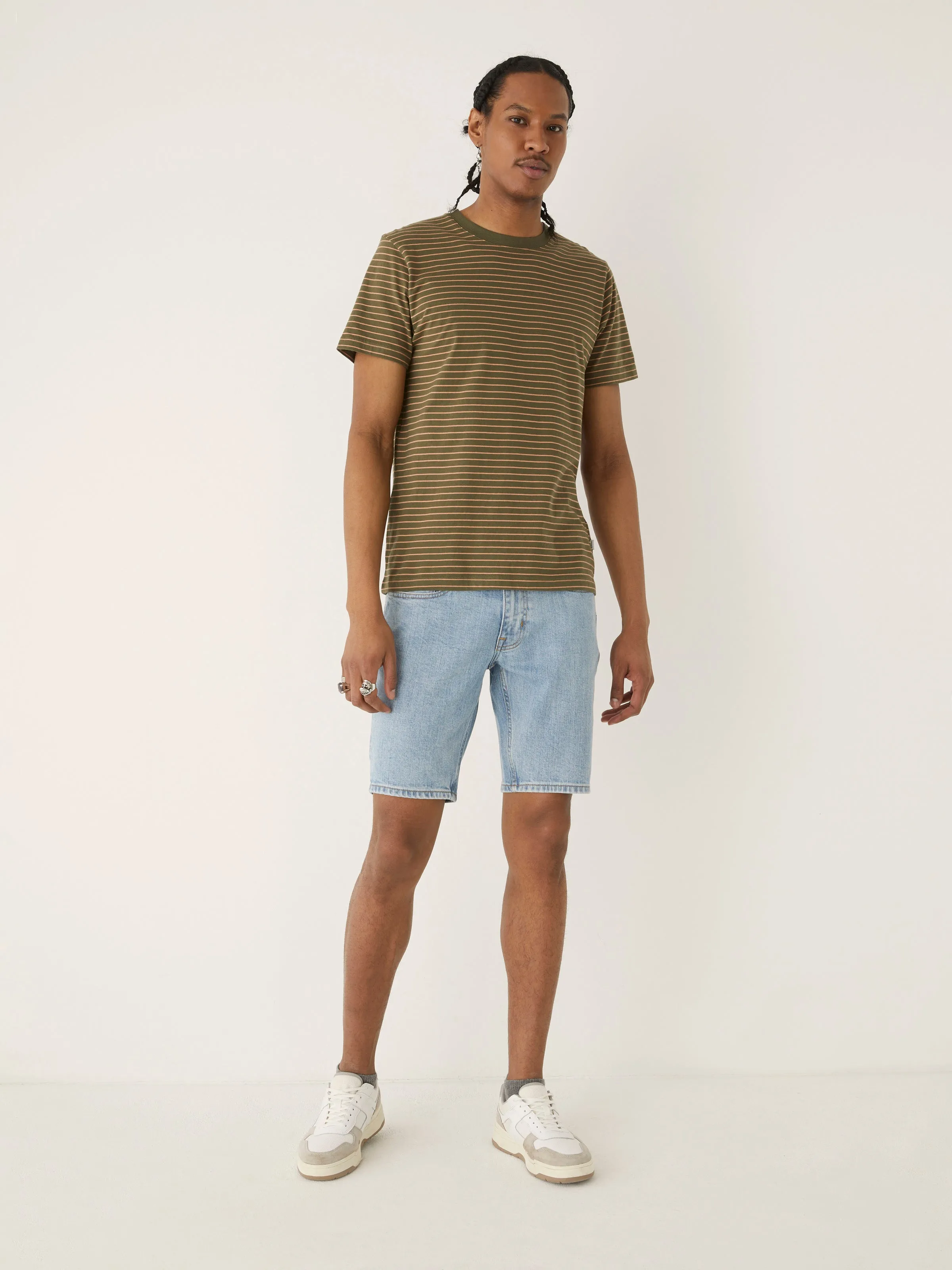 The Striped Slim T-Shirt in Dark Olive sold by Frank & Oak product image thumbnail 3