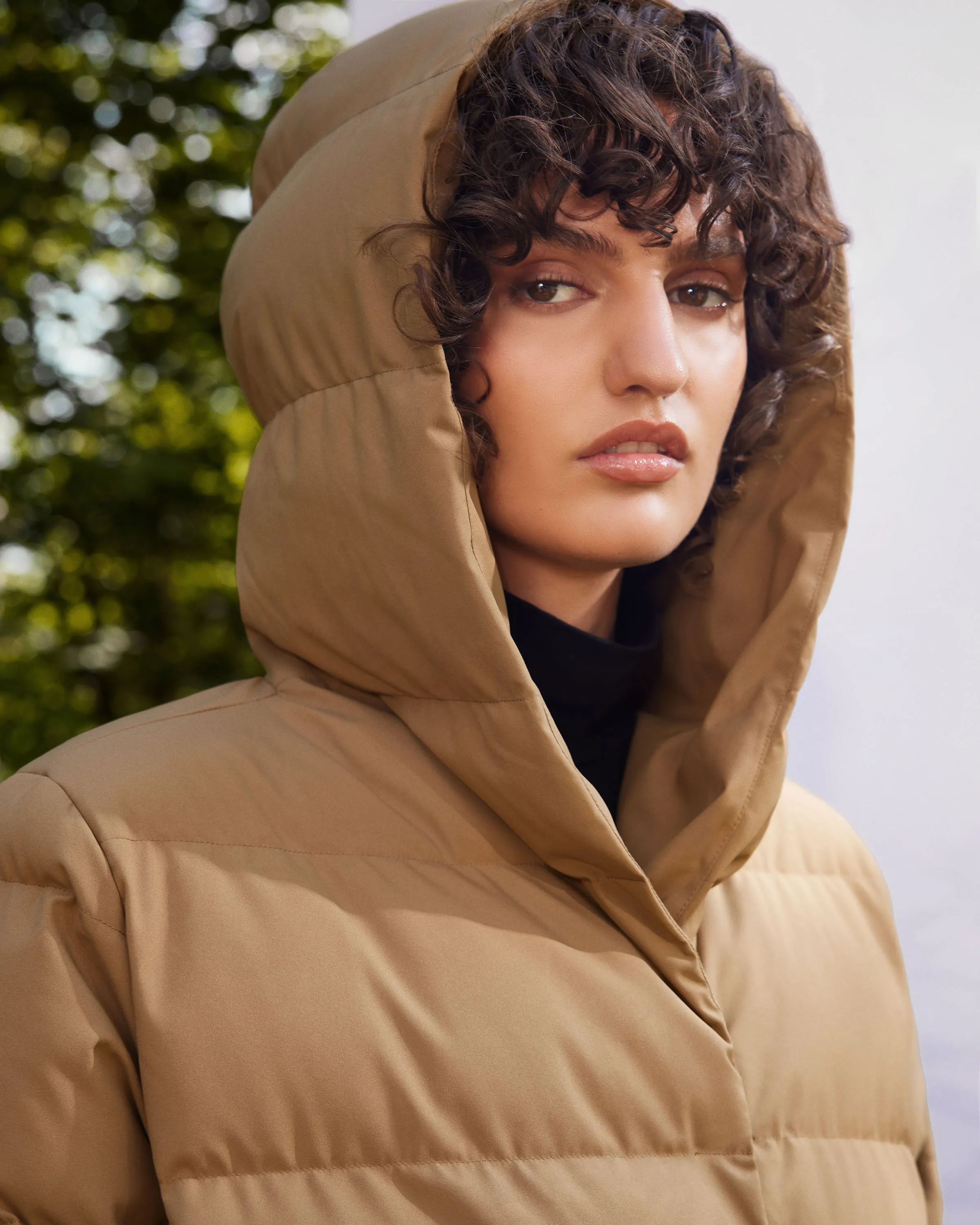 The Highland Long Puffer Coat in Amber Brown sold by Frank & Oak product image thumbnail 3