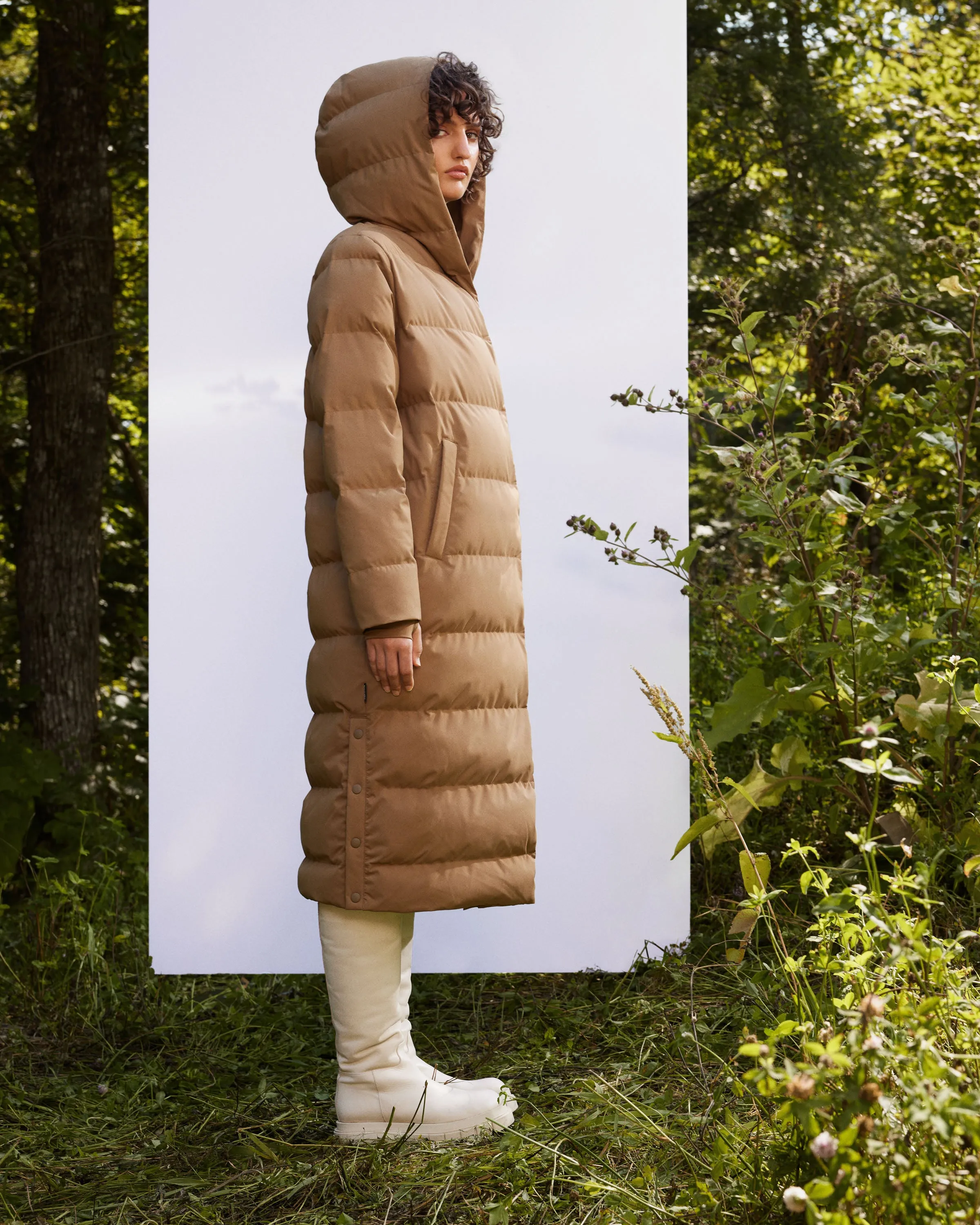 The Highland Long Puffer Coat in Amber Brown sold by Frank & Oak product image thumbnail 2