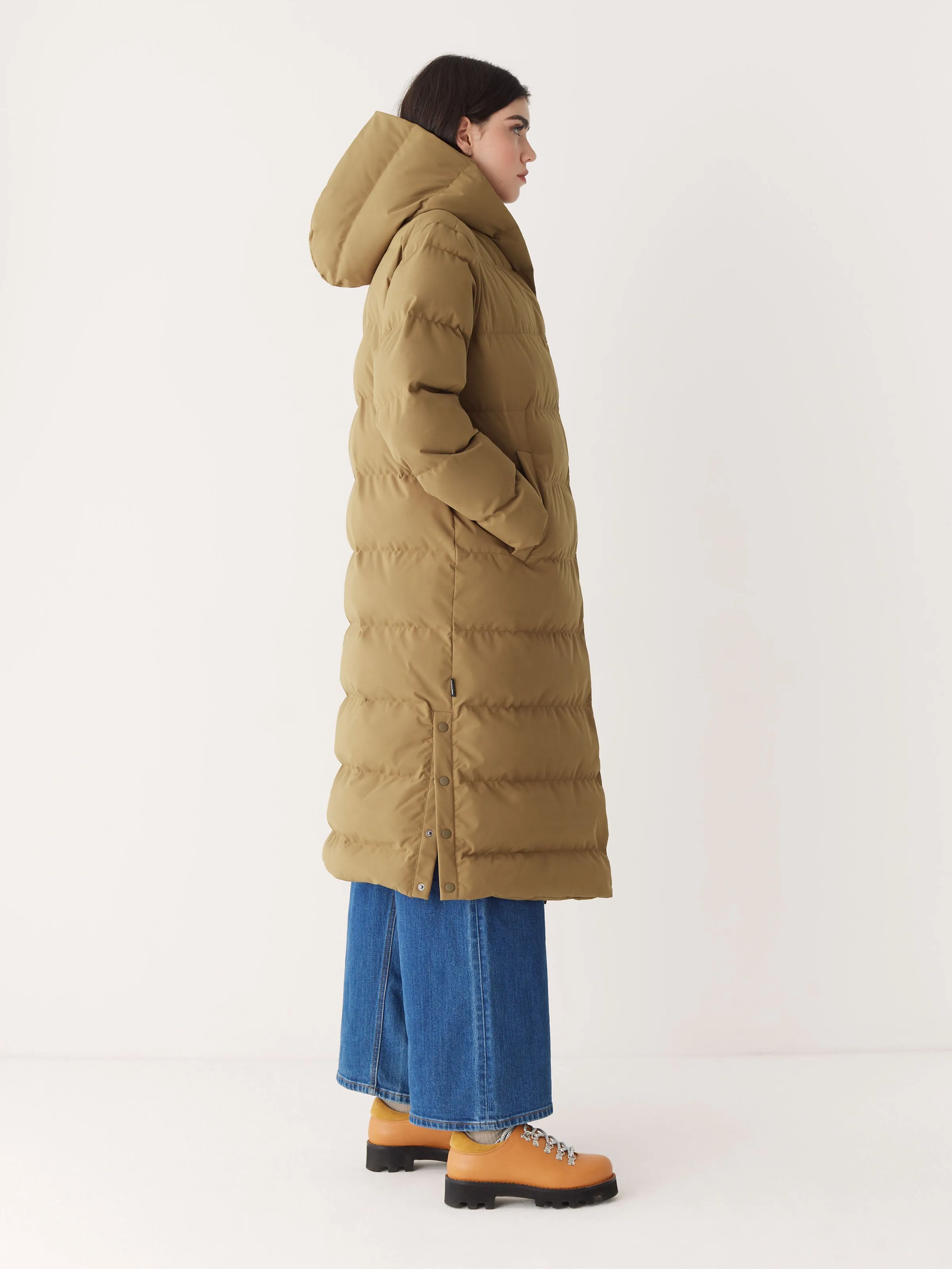The Highland Long Puffer Coat in Amber Brown sold by Frank & Oak product image thumbnail 4