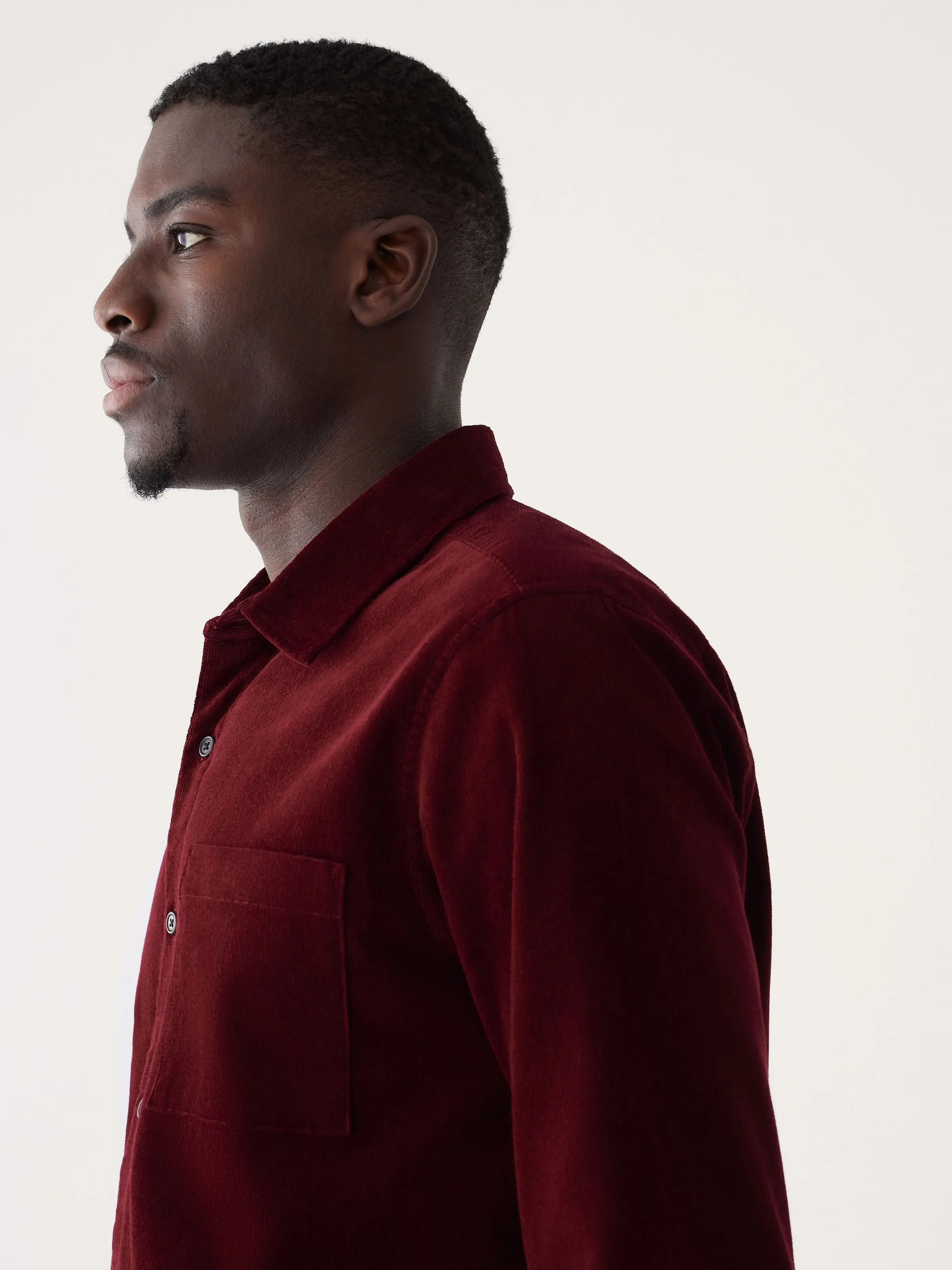 The Boxy Corduroy Shirt in Wine Red sold by Frank & Oak product image thumbnail 4