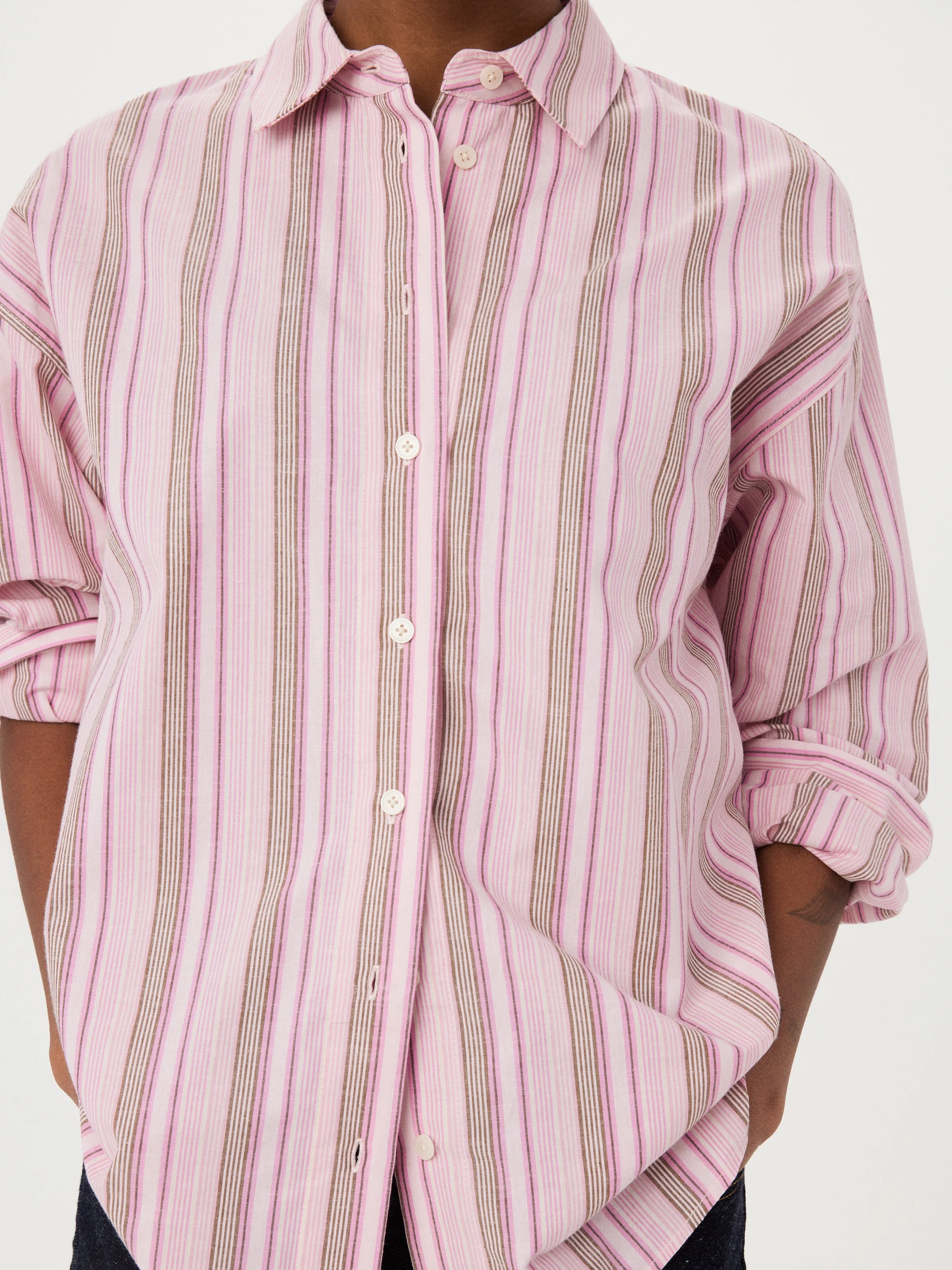 The Loose Striped Kapok Shirt in Pink sold by Frank & Oak product image thumbnail 3