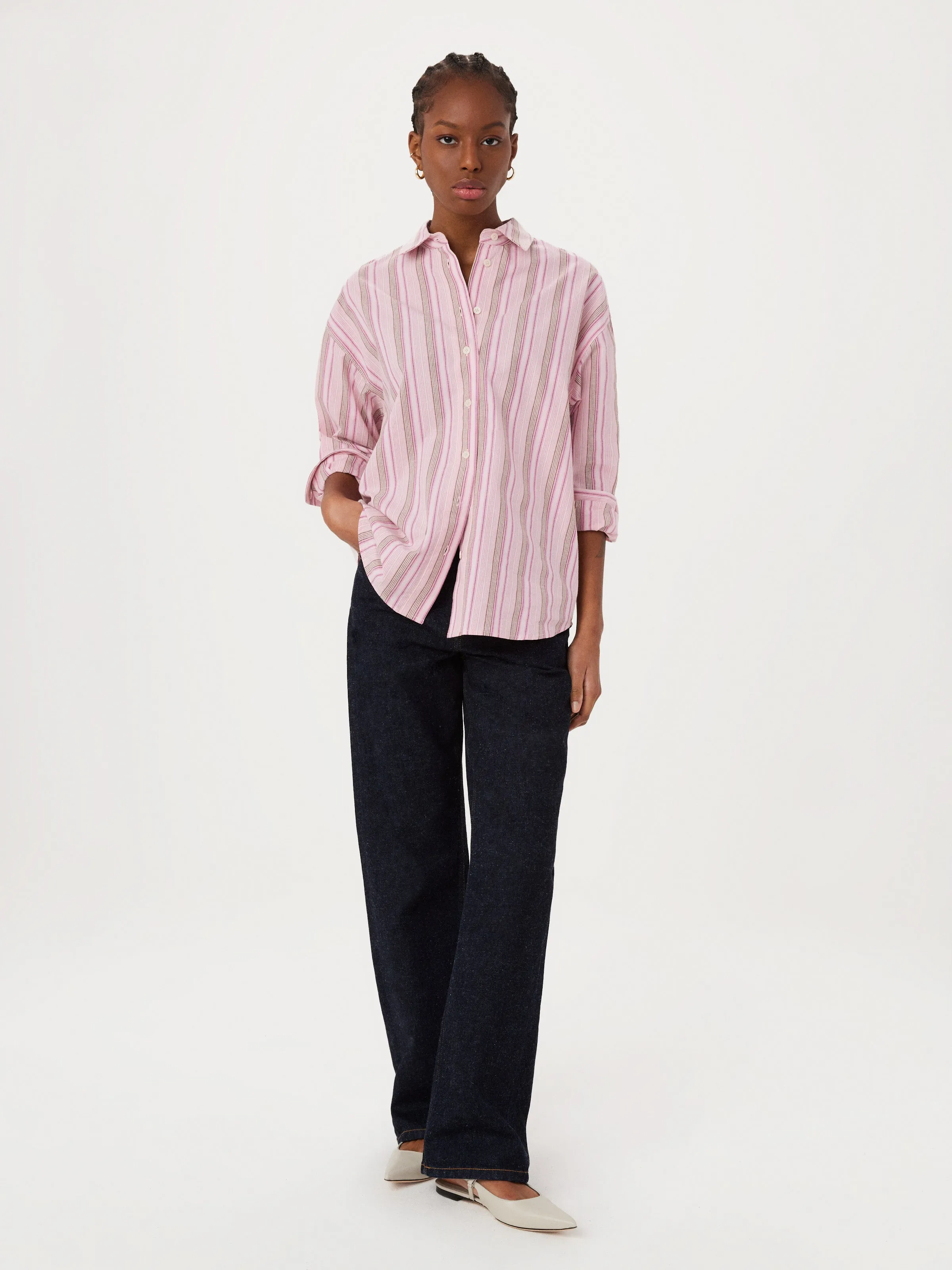 The Loose Striped Kapok Shirt in Pink sold by Frank & Oak product image thumbnail 2