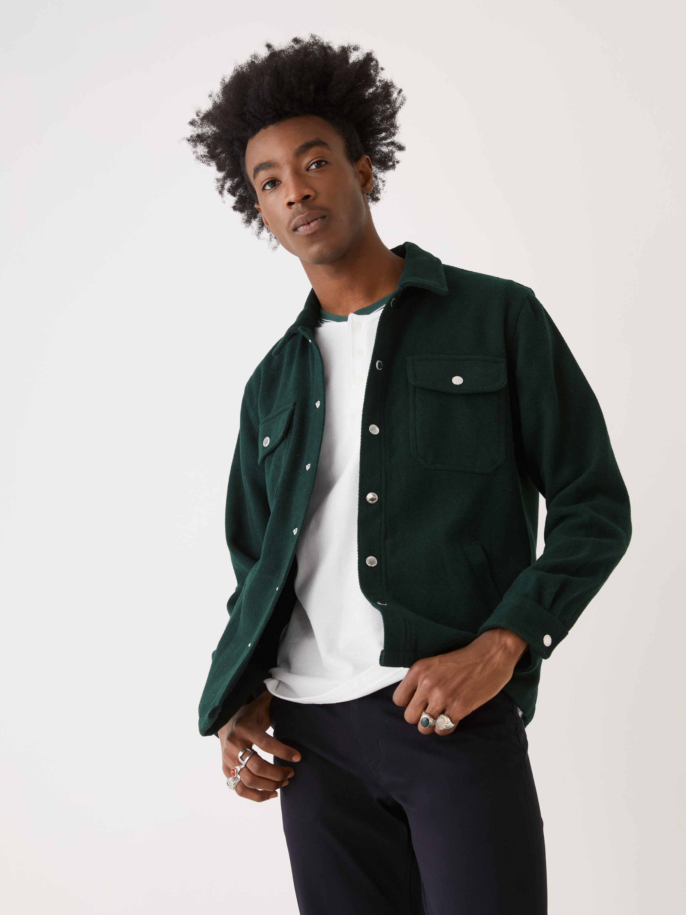 The Wool Overshirt in Pine Grove sold by Frank & Oak