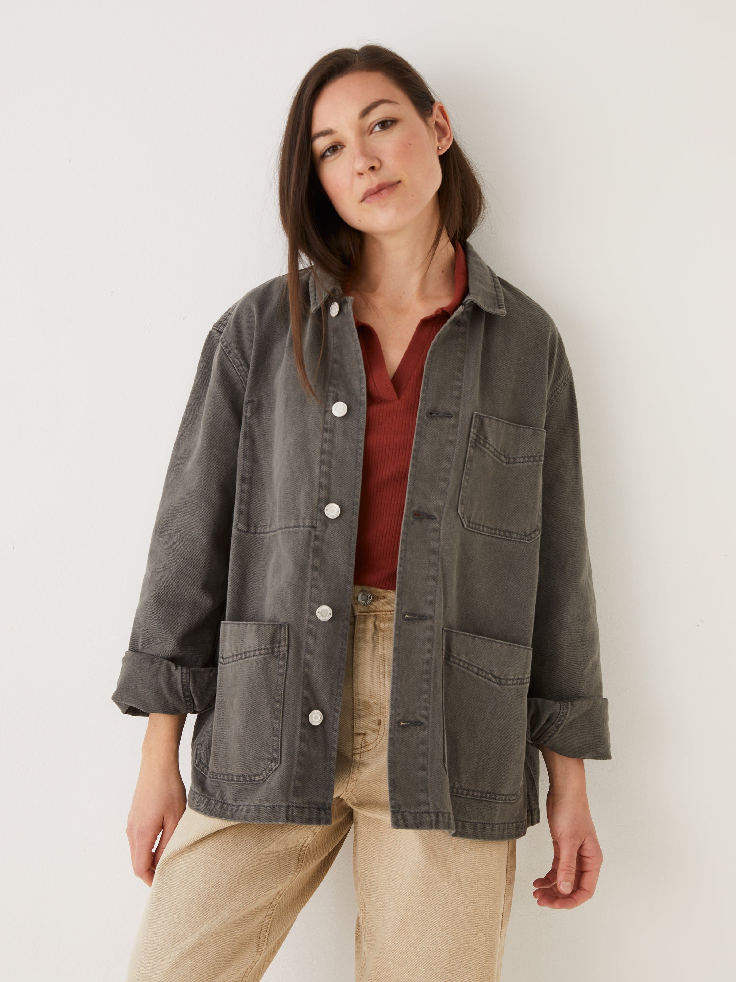 The Hemp Denim Overshirt in Coal sold by Frank & Oak product image thumbnail 4