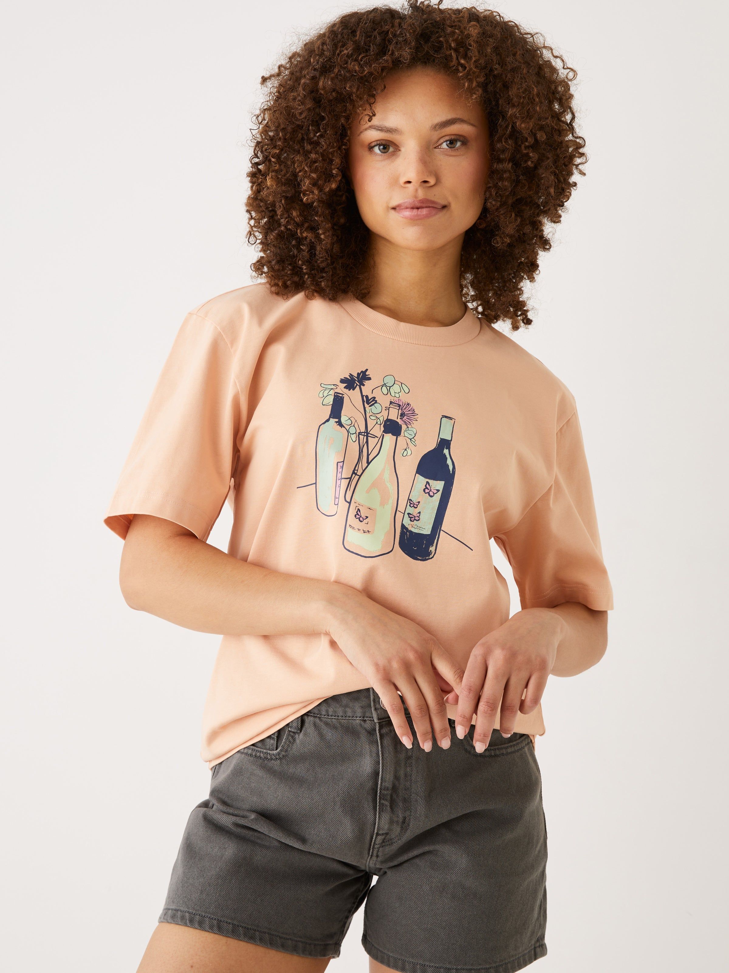 The Oversized Graphic T-Shirt in Apricot sold by Frank & Oak