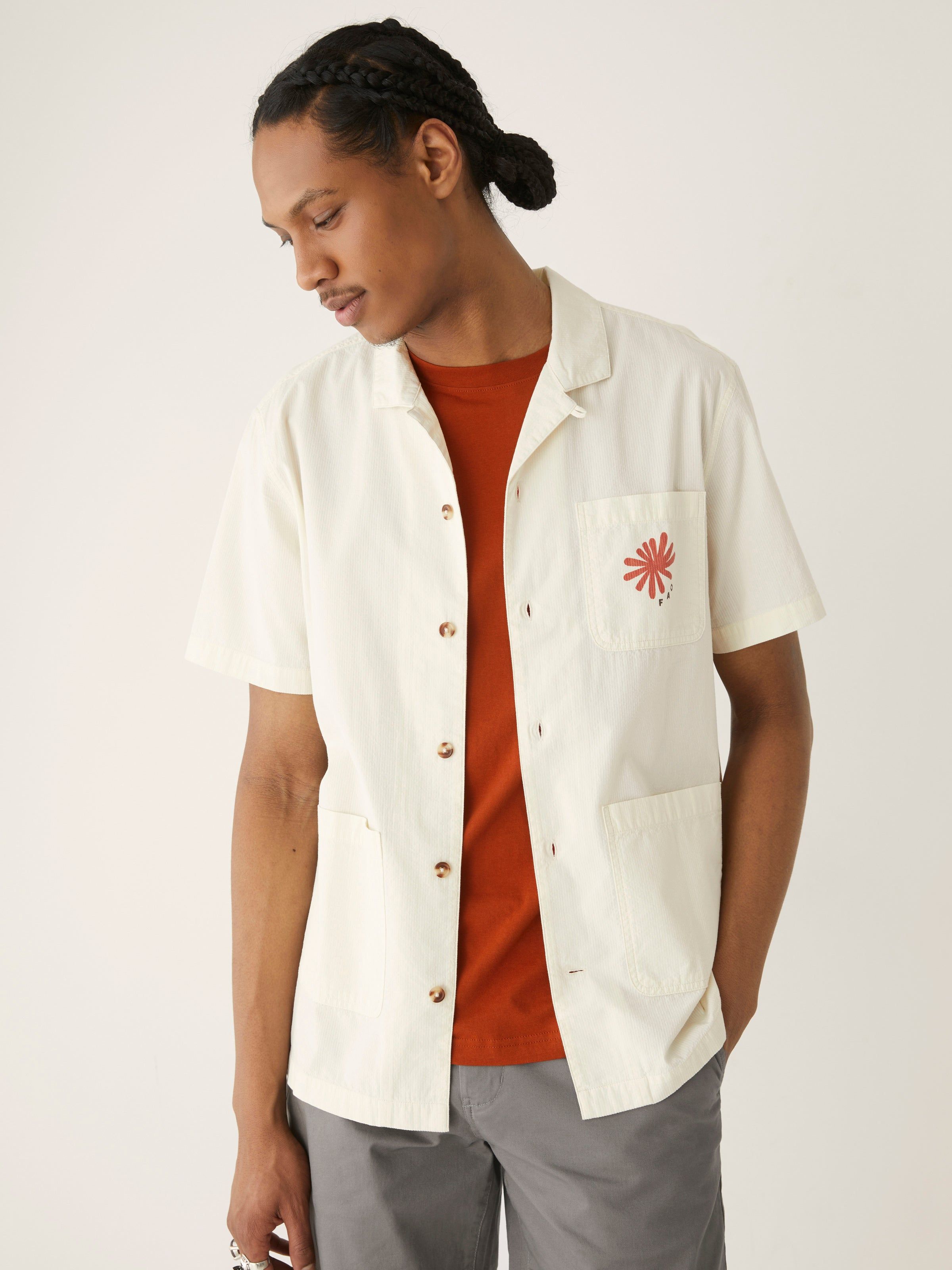 The Seersucker Summer Overshirt in White sold by Frank & Oak product image thumbnail 3