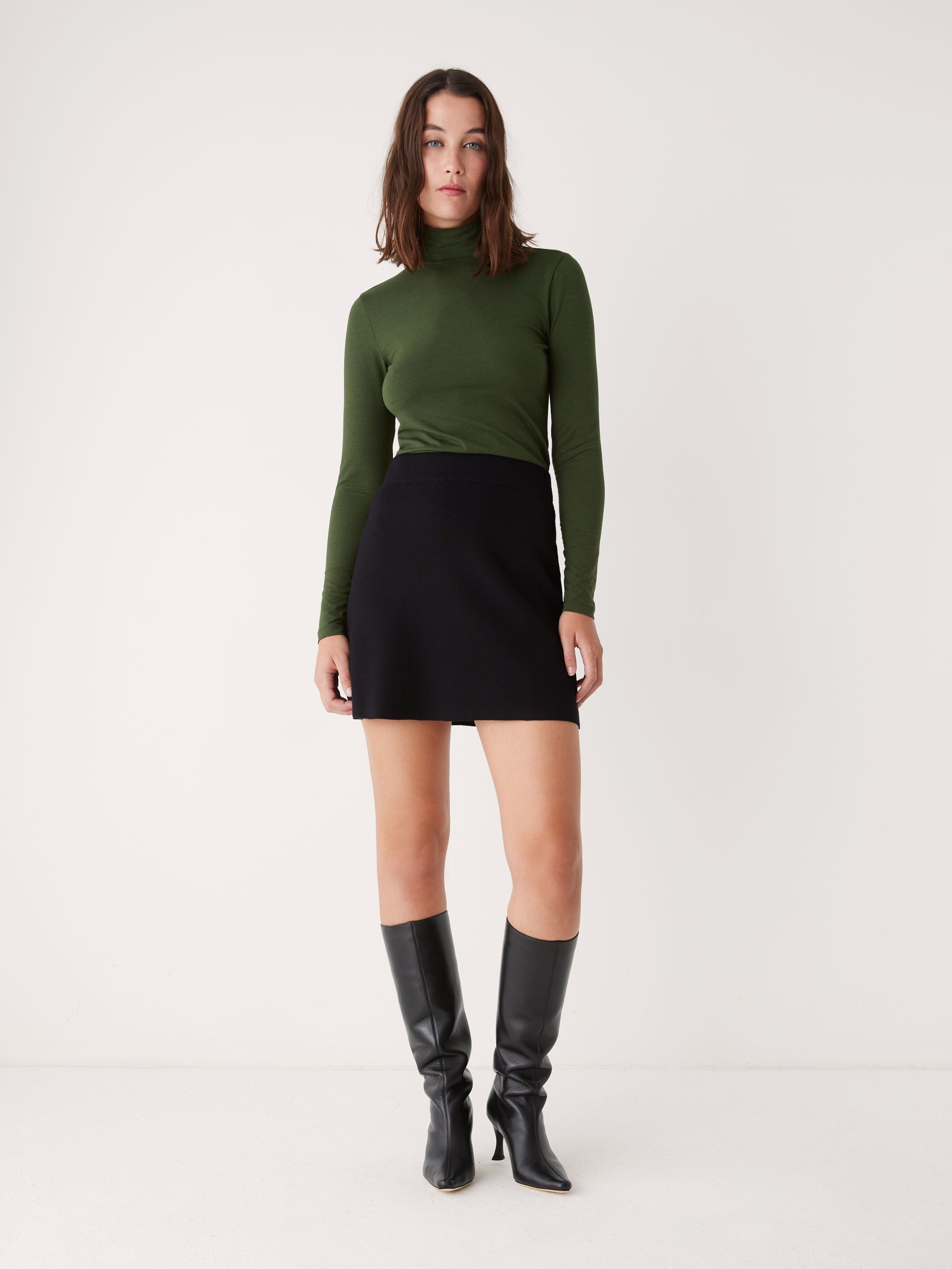 The Compact Mini Skirt in Black sold by Frank & Oak