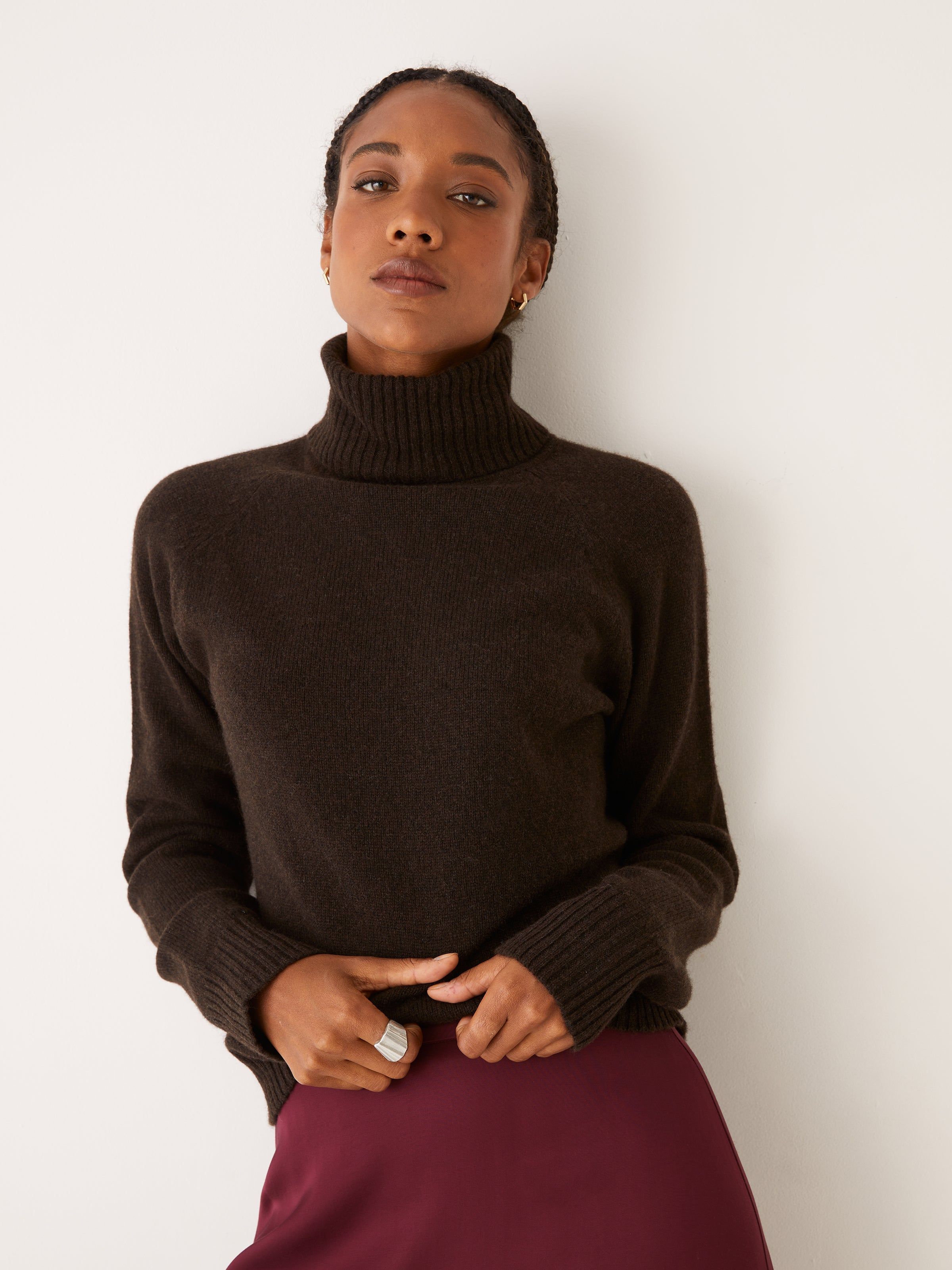 The Yak Wool Turtleneck in Dark Brown sold by Frank & Oak